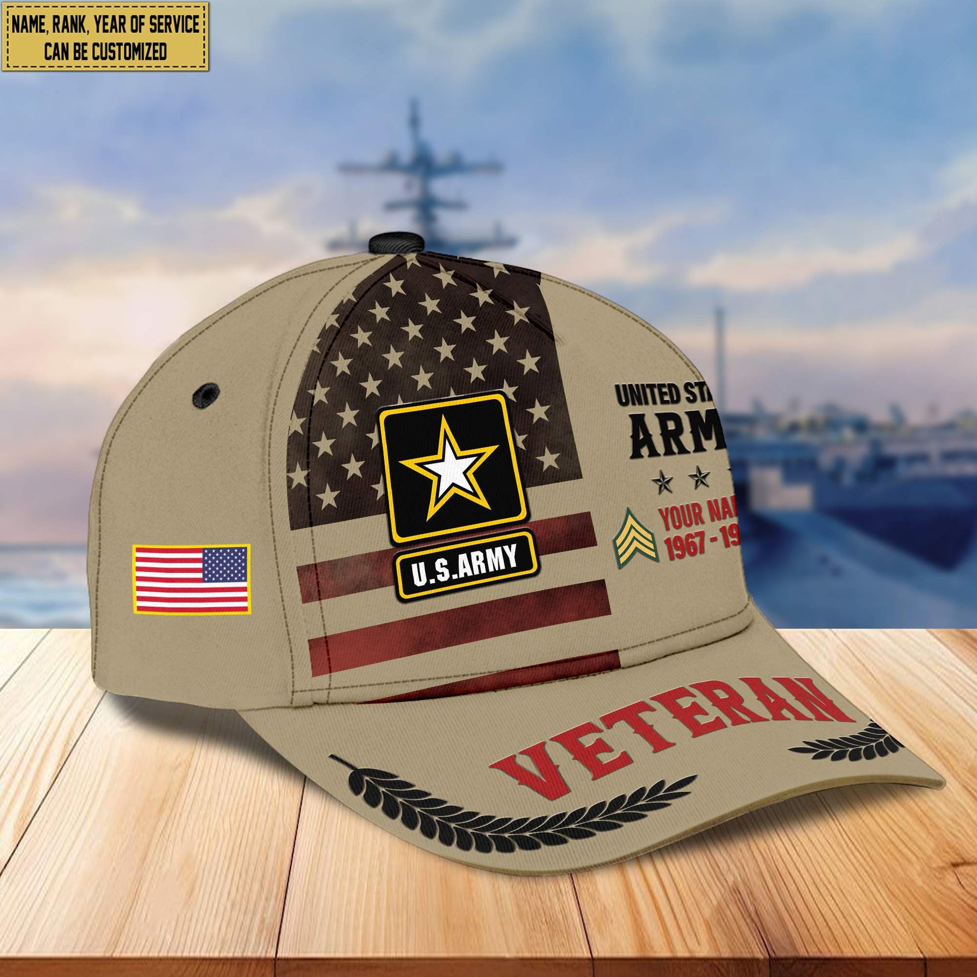 Premium US Army Veteran Custom Cap VPVC005301, Gifts For Army Veteran, Best Gifts On Father's Day, Armed Force Day, Independence Day, Veterans Day.
