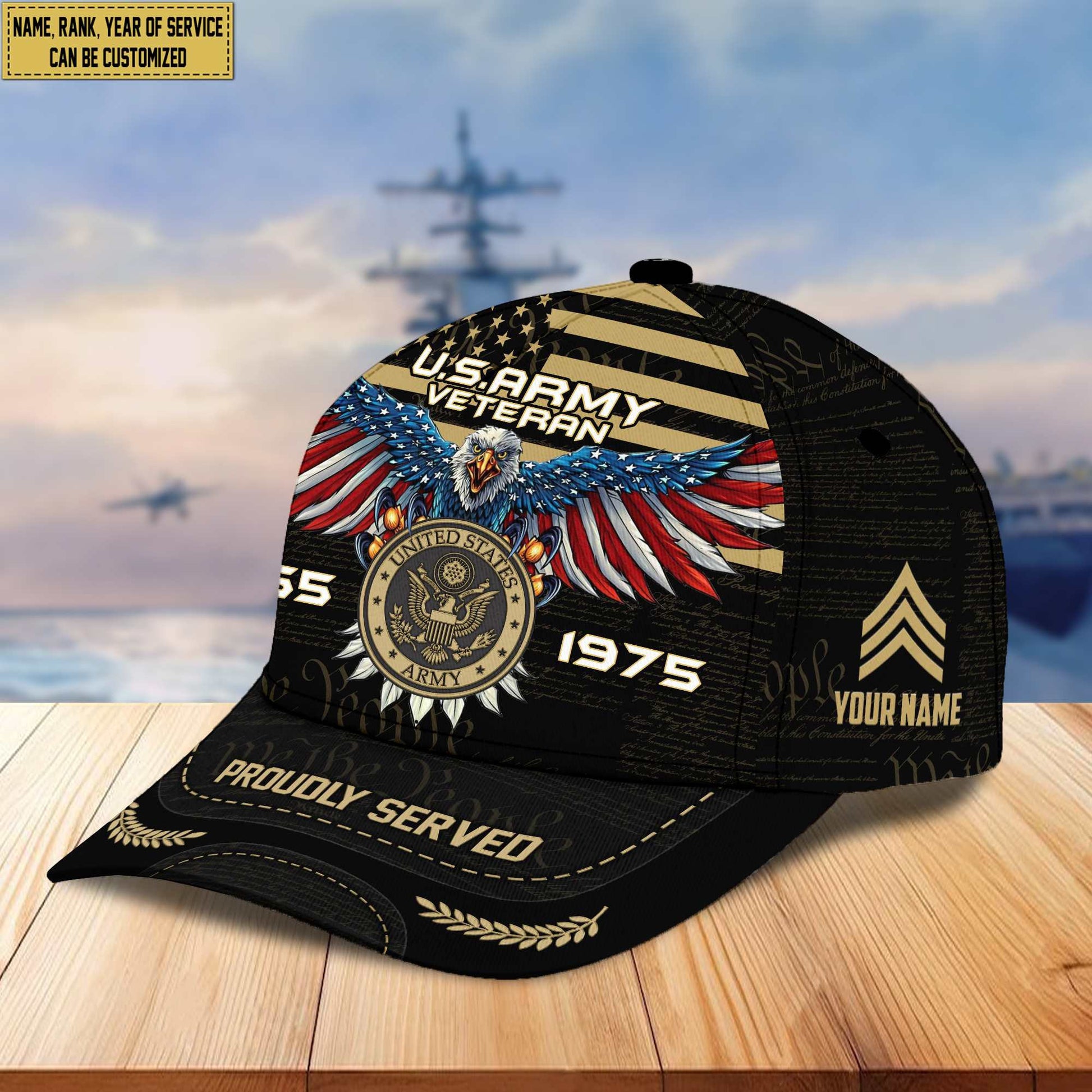 Premium US Army Veteran Custom Cap VPVC005401, Gifts For Army Veteran, Best Gifts On Father's Day, Armed Force Day, Independence Day, Veterans Day.