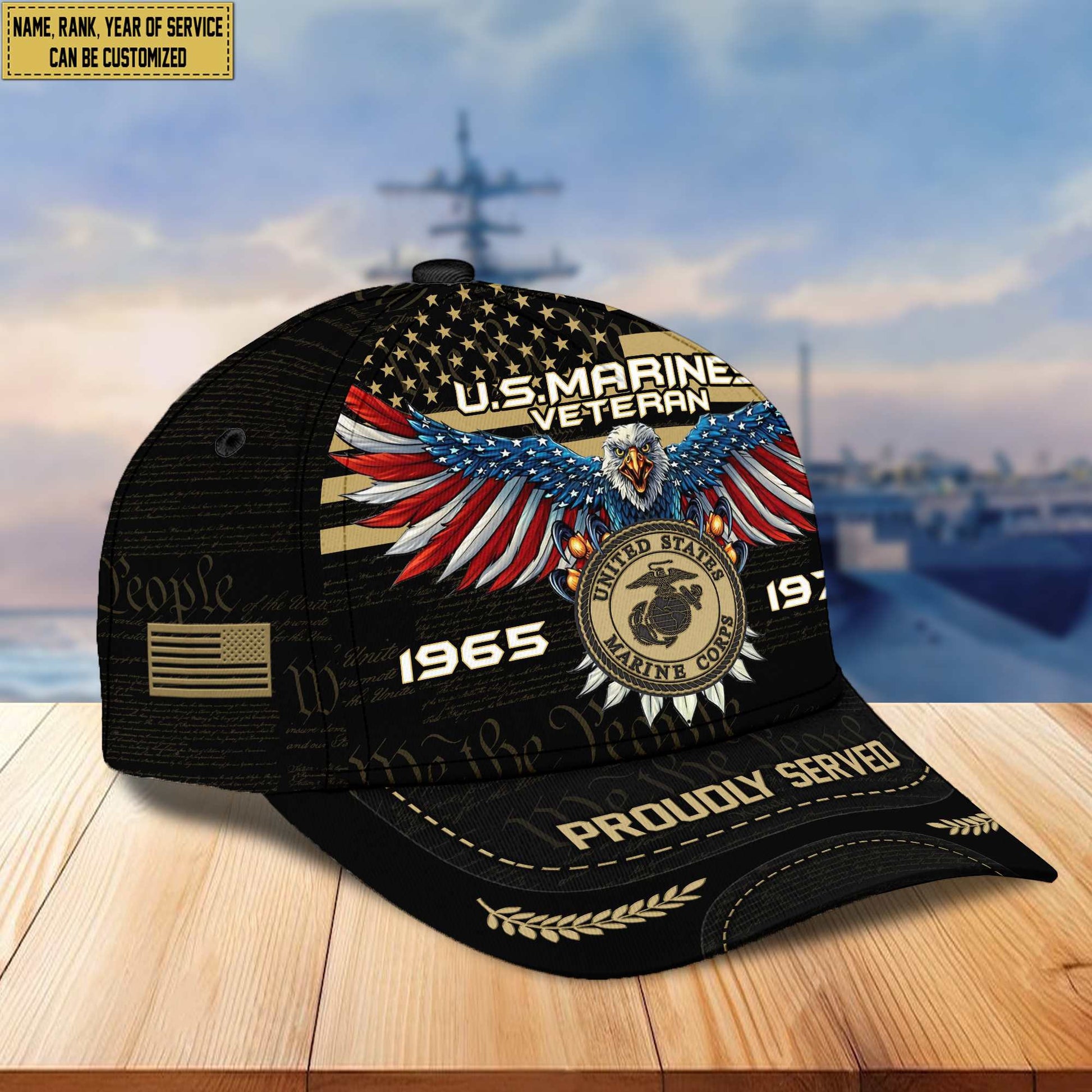 Premium USMC Veteran Custom Cap VPVC005403, Gifts For Marine Veteran, Best Gifts On Father's Day, Armed Force Day, Independence Day, Veterans Day.