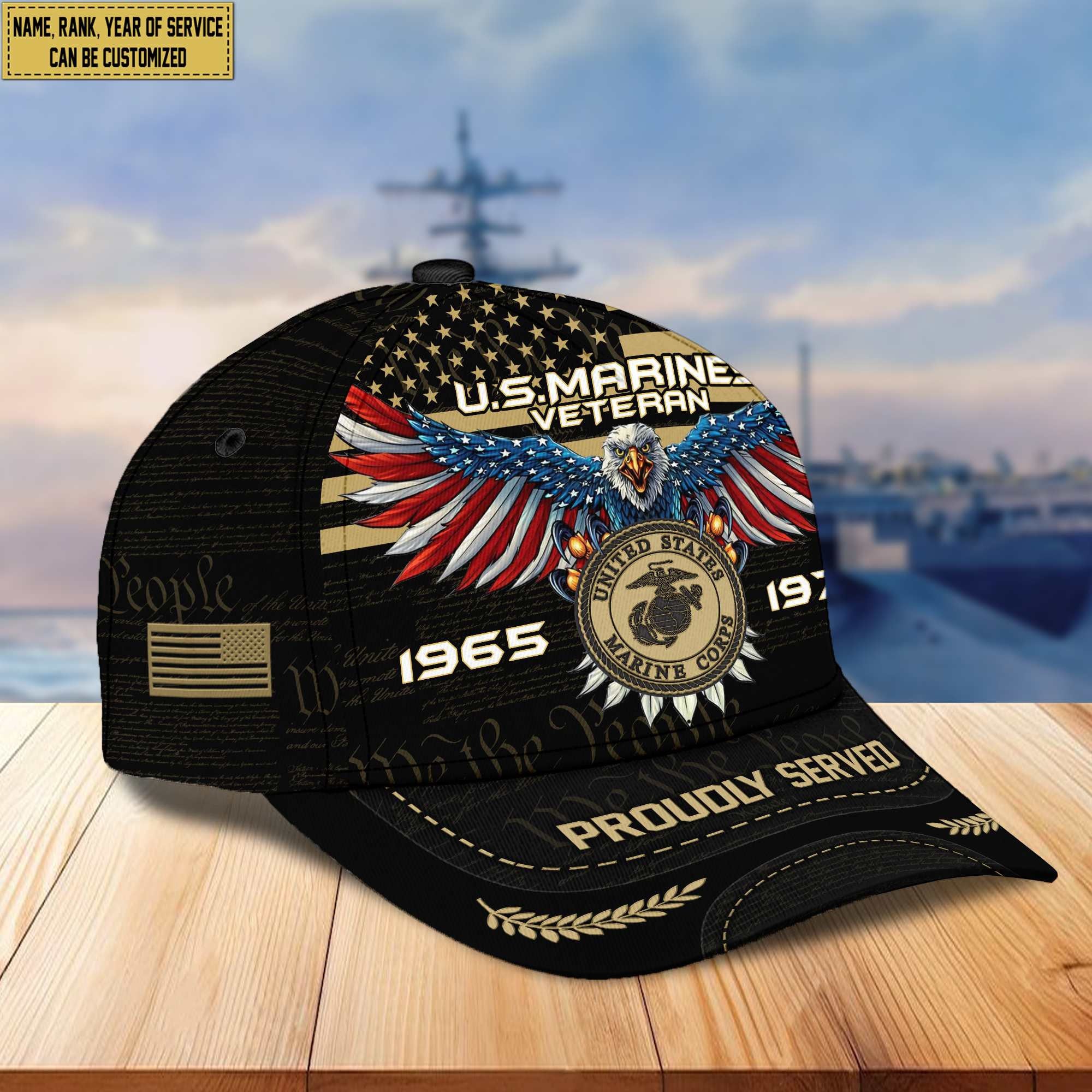 Premium USMC Veteran Custom Cap VPVC005403, Gifts For Marine Veteran, Best Gifts On Father's Day, Armed Force Day, Independence Day, Veterans Day.