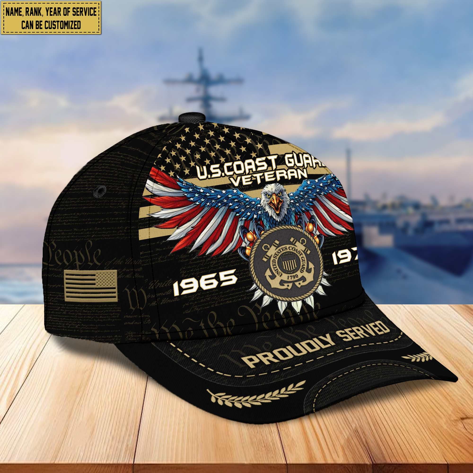 Premium USCG Veteran Custom Cap VPVC005405, Gifts For Coast Guard Veteran, Best Gifts On Father's Day, Armed Force Day, Independence Day, Veterans Day.