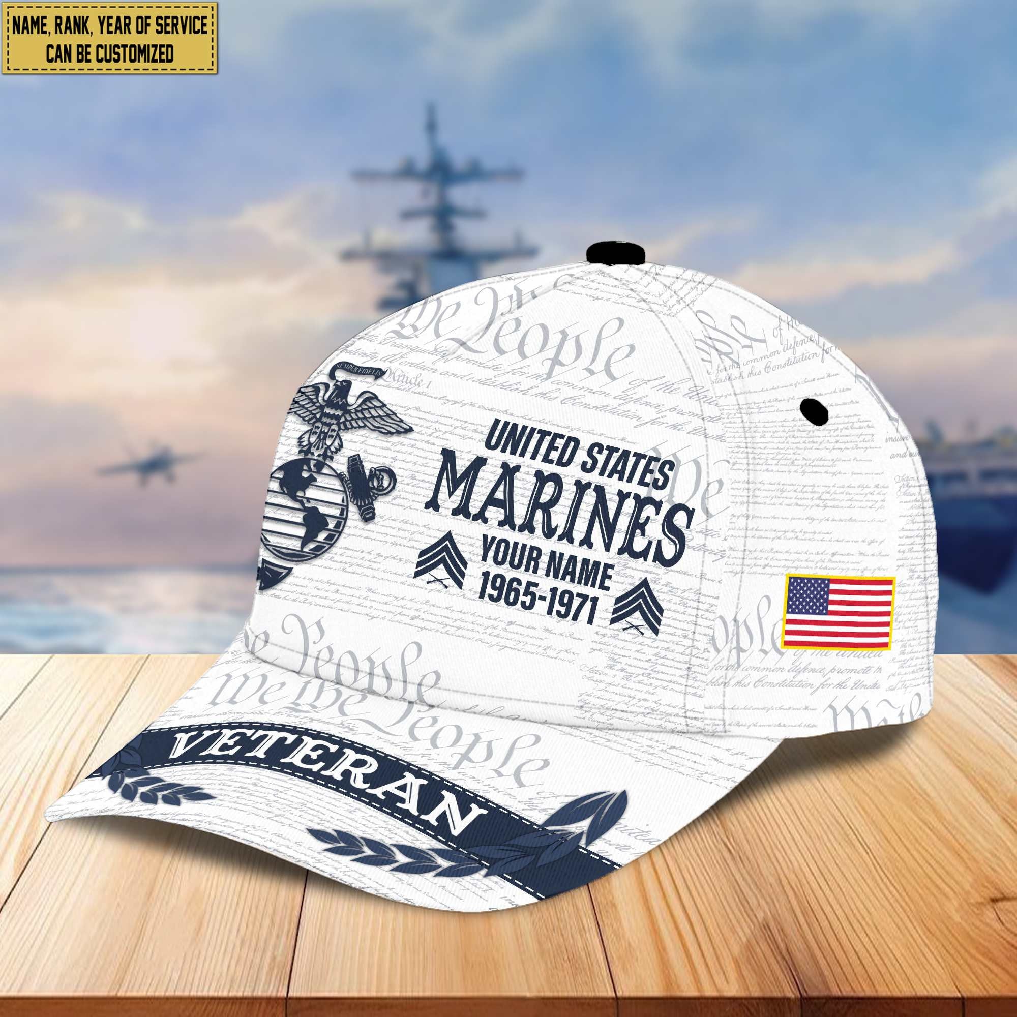 Premium USMC Veteran Custom Cap VPVC005503, Gifts For Marine Veteran, Best Gifts On Father's Day, Armed Force Day