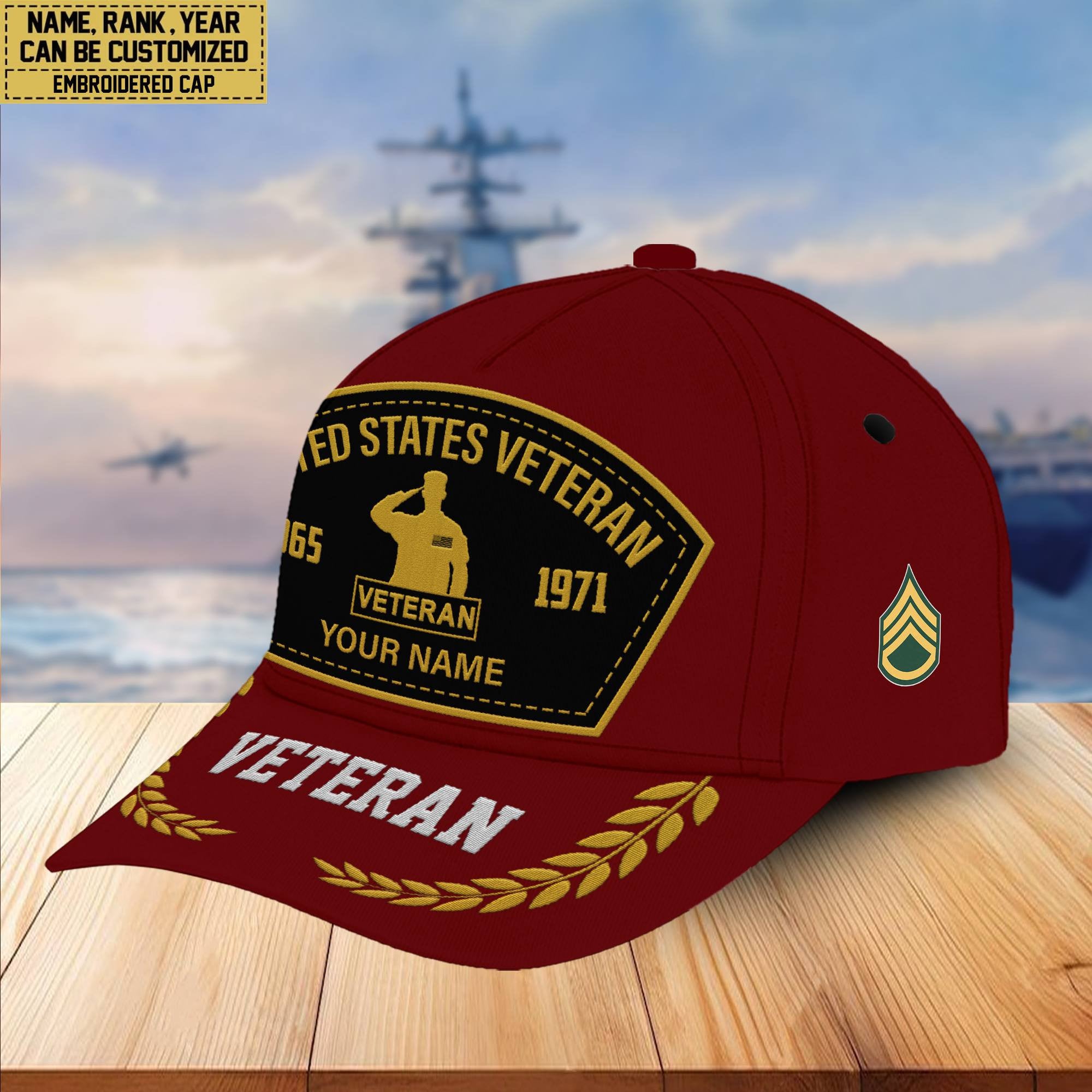 Premium Custom Name, Rank, US Veteran Embroidered Cap VPVC301107, Hat for US Veteran, Gifts for Father's Day, Veterans Day