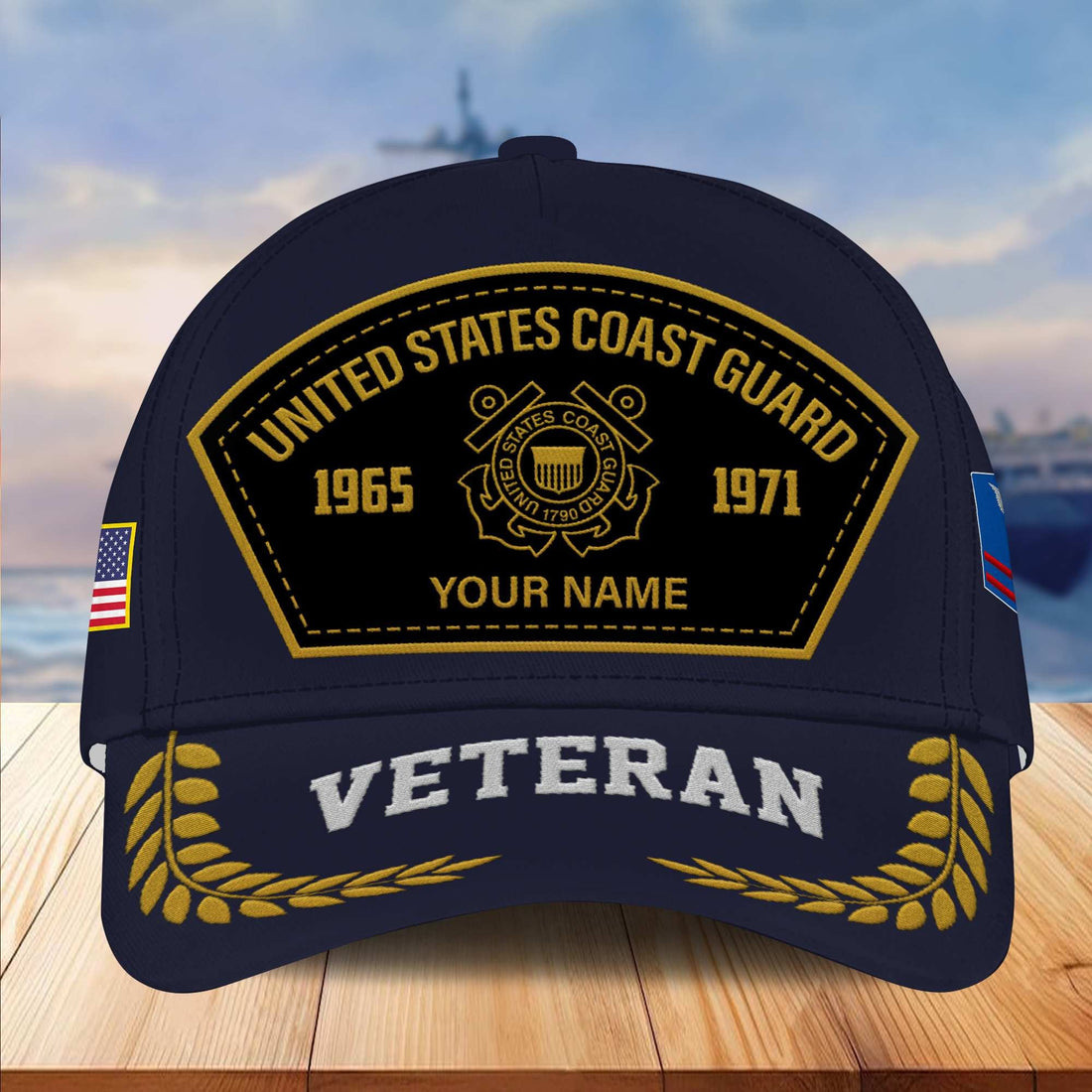 Premium Custom Name, Rank, USCG Embroidered Cap VPVC301105, Hat for Coast Guard Veteran, Gifts for Father's Day, Veterans Day