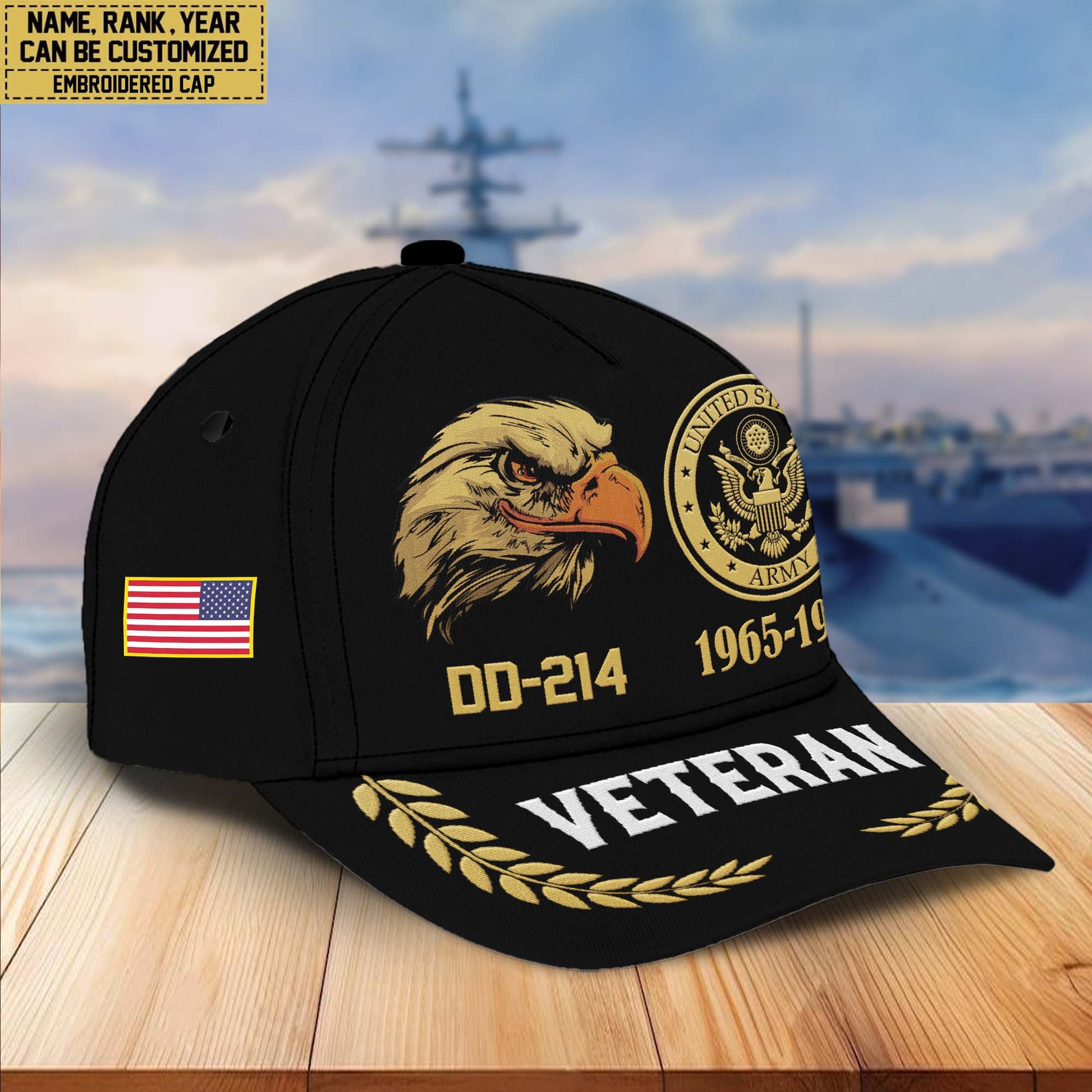 Premium Custom Name, Rank, US Army Embroidered Cap VPVC301301, Hat for Army Veteran, Gifts for Father's Day, Veterans Day