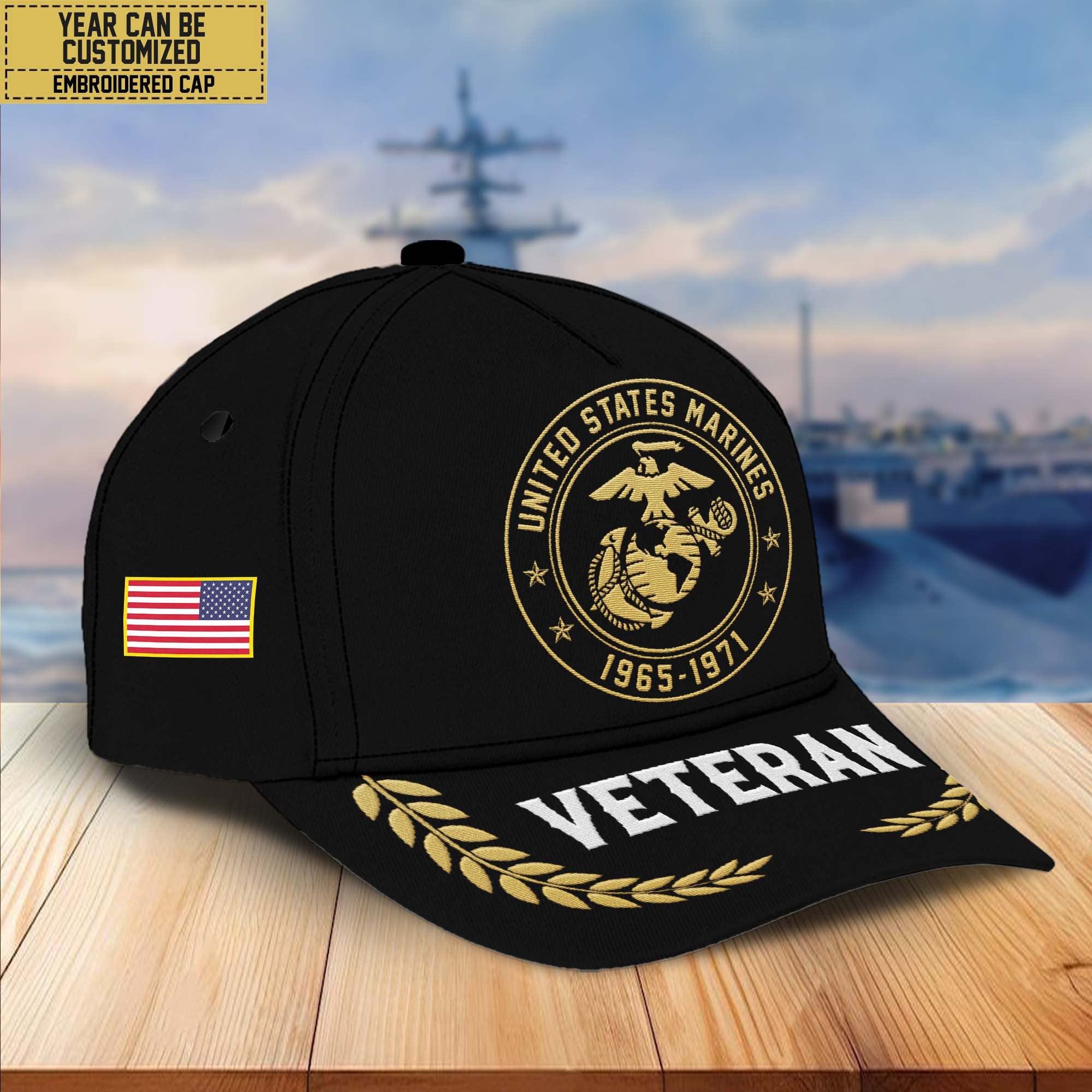 Premium Custom Name, Rank, USMC Embroidered Cap VPVC301403, Hat for Marine Veteran, Gifts for Father's Day, Veterans Day