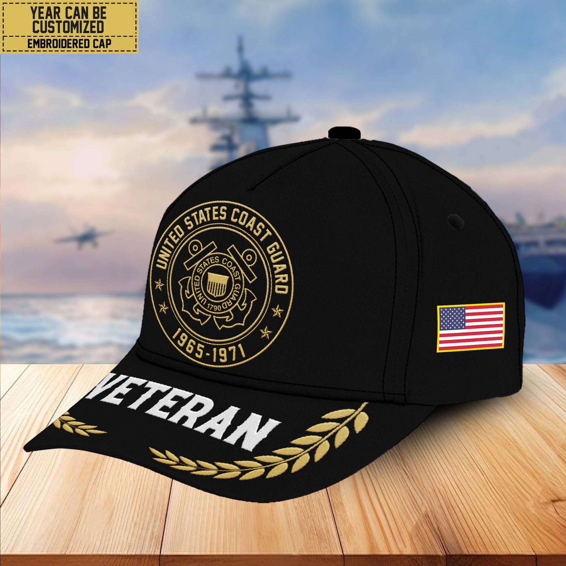 Premium Custom Name, Rank, USCG Embroidered Cap VPVC301405, Hat for Coast Guard Veteran, Gifts for Father's Day, Veterans Day