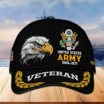 Premium Custom Name, Rank, US Army Embroidered Cap VPVC301601, Hat for Army Veteran, Gifts for Father's Day, Veterans Day