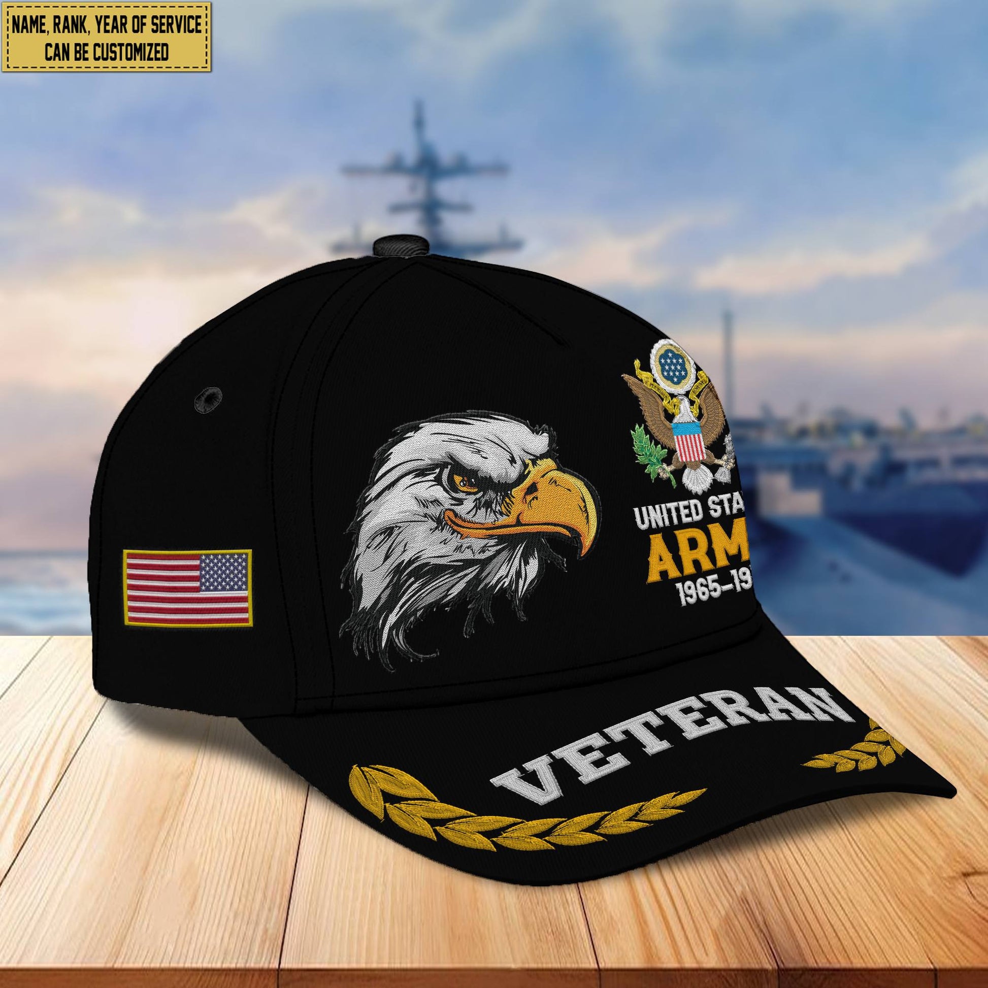 Premium Custom Name, Rank, US Army Embroidered Cap VPVC301601, Hat for Army Veteran, Gifts for Father's Day, Veterans Day