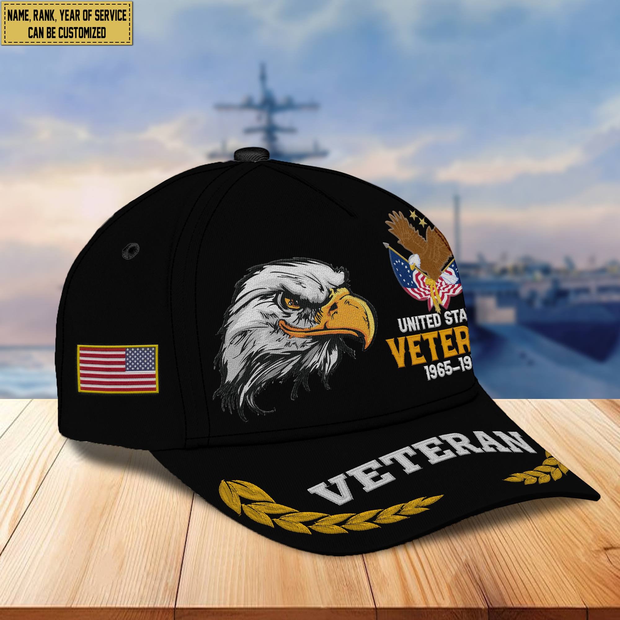 Premium Custom Name, Rank, US Veteran Embroidered Cap VPVC301607, Hat for US Veteran, Gifts for Father's Day, Veterans Day