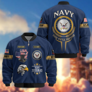 Premium Custom US Navy Veteran Bomber Jacket VPVC801802, Jacket For Navy Veteran, For Father's Day, Armed Force Day, Independence Day, Veterans Day.