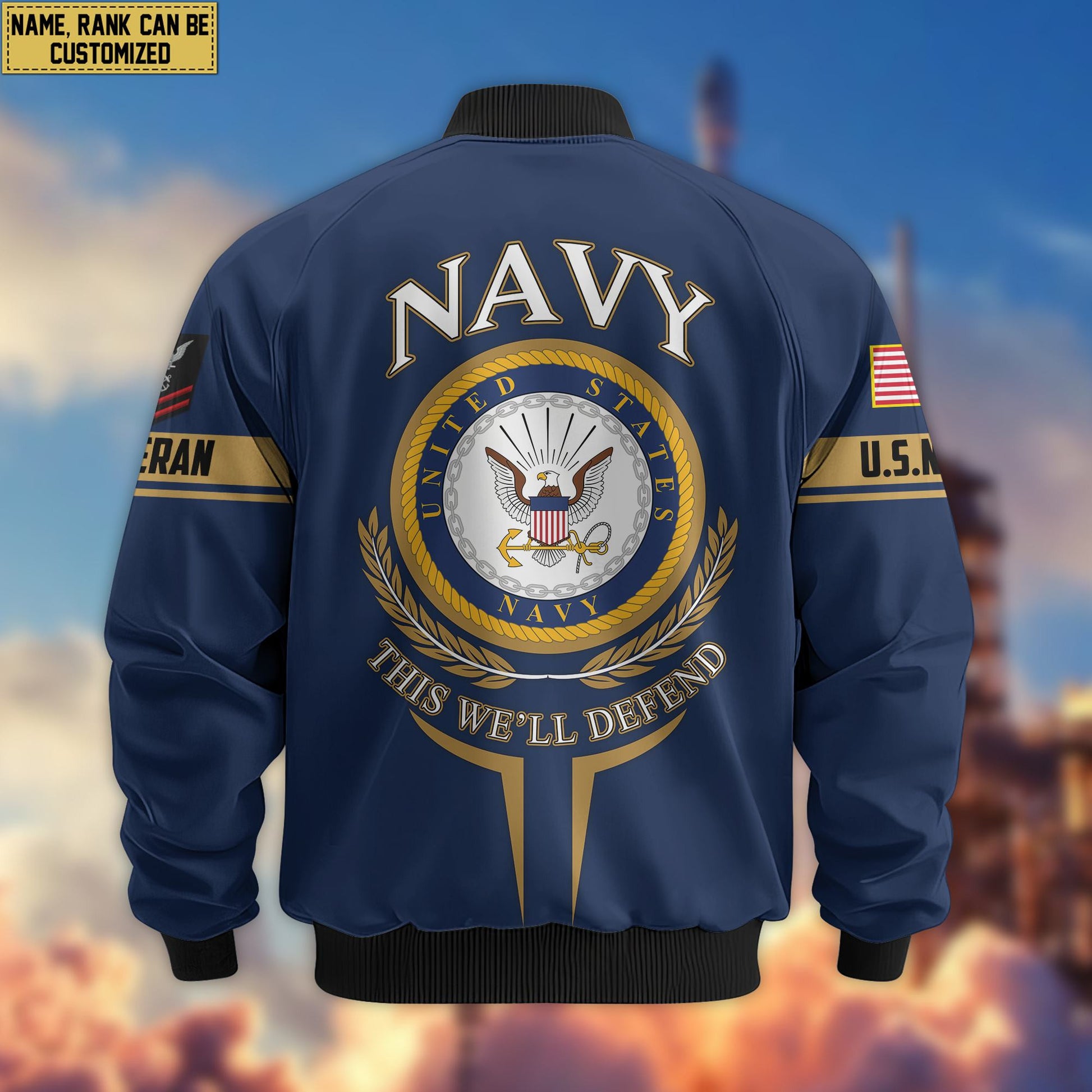 Premium Custom US Navy Veteran Bomber Jacket VPVC801802, Jacket For Navy Veteran, For Father's Day, Armed Force Day, Independence Day, Veterans Day.
