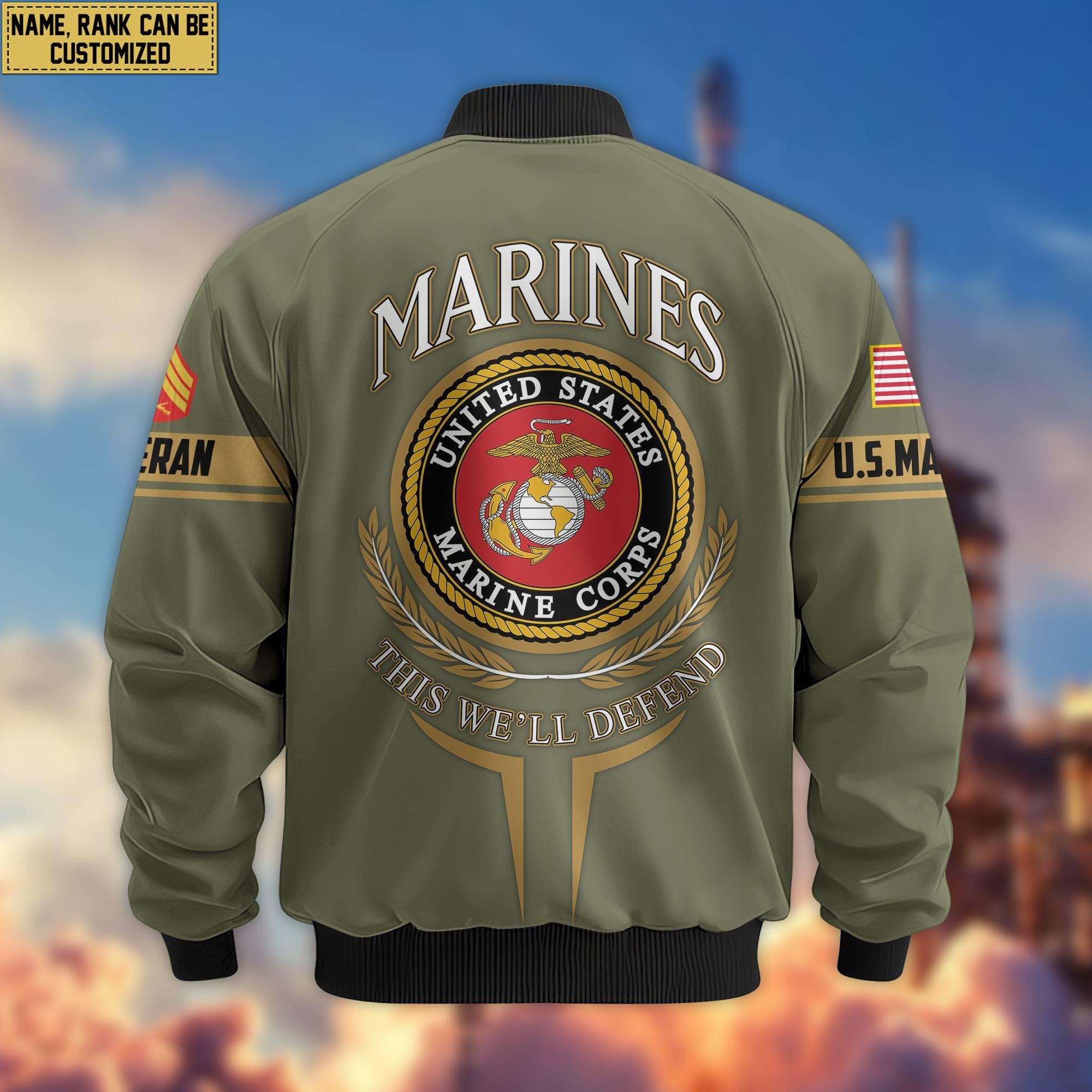 Premium Custom USMC Veteran Bomber Jacket VPVC801811, Jacket For Marine Veteran, For Father's Day, Armed Force Day, Independence Day, Veterans Day.