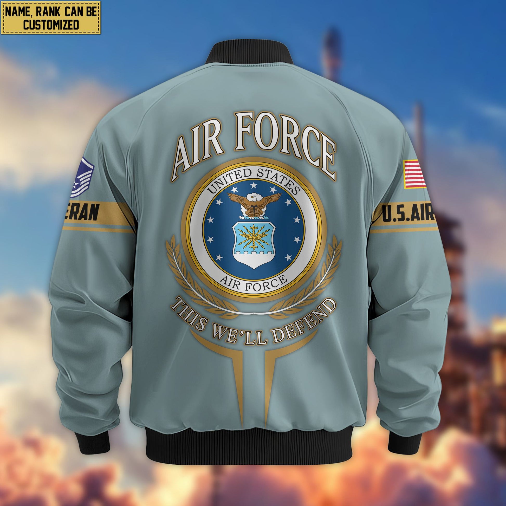 Premium Custom USAF Veteran Bomber Jacket VPVC801804, Jacket For Air Force Veteran, For Father's Day, Armed Force Day, Independence Day, Veterans Day.