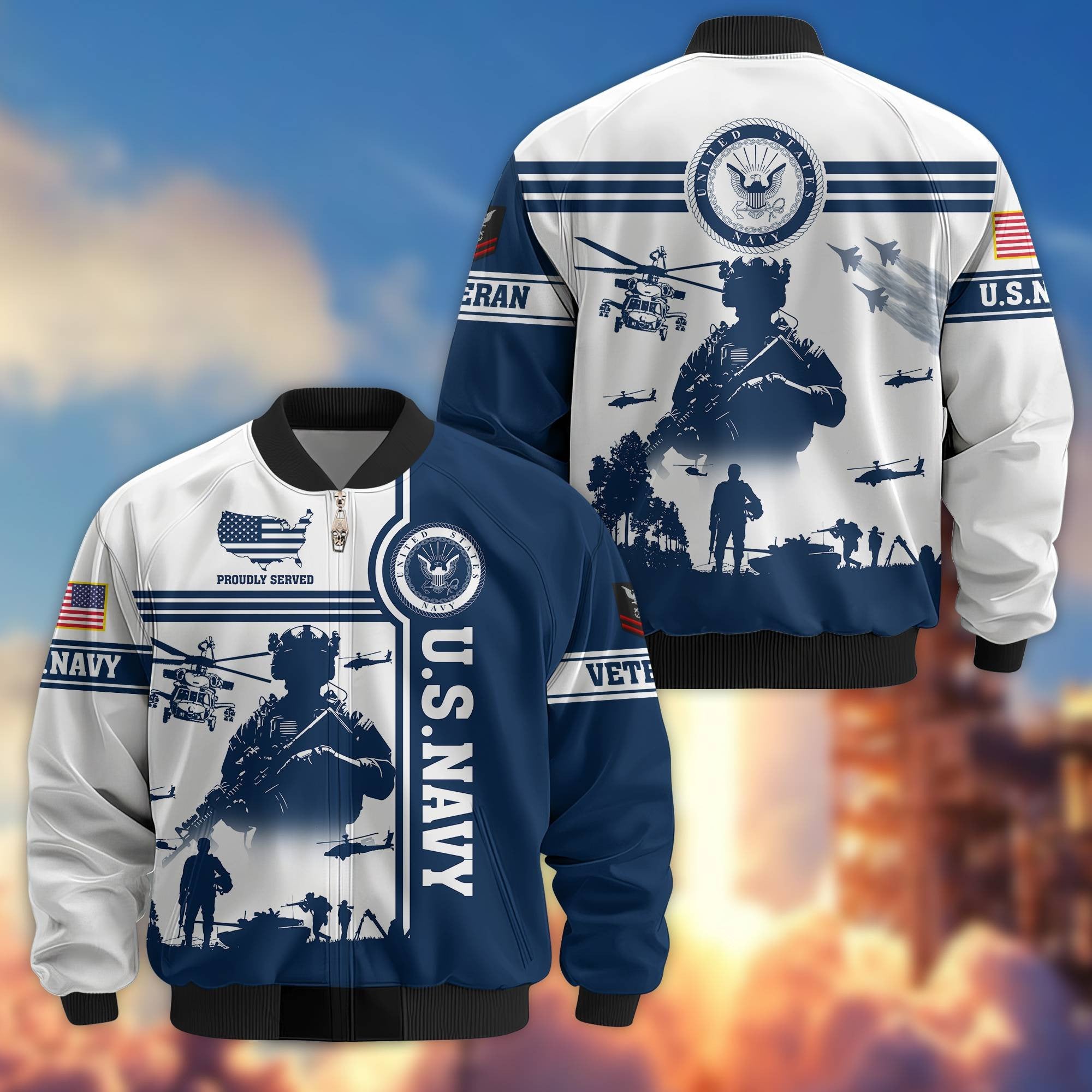 Premium Custom US Navy Veteran Bomber Jacket VPVC801902, Jacket For Navy Veteran, For Father's Day, Armed Force Day, Independence Day, Veterans Day.