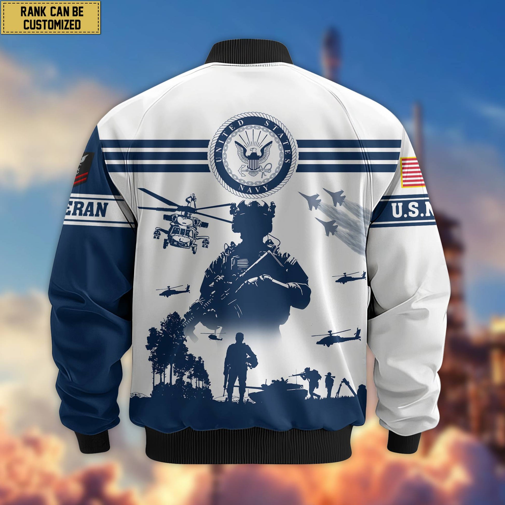 Premium Custom US Navy Veteran Bomber Jacket VPVC801902, Jacket For Navy Veteran, For Father's Day, Armed Force Day, Independence Day, Veterans Day.