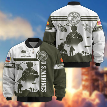 Premium Custom USMC Veteran Bomber Jacket VPVC801911, Jacket For Marine Veteran, For Father's Day, Armed Force Day, Independence Day, Veterans Day.