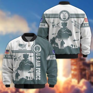 Premium Custom USAF Veteran Bomber Jacket VPVC801904, Jacket For Air Force Veteran, For Father's Day, Armed Force Day, Independence Day, Veterans Day.