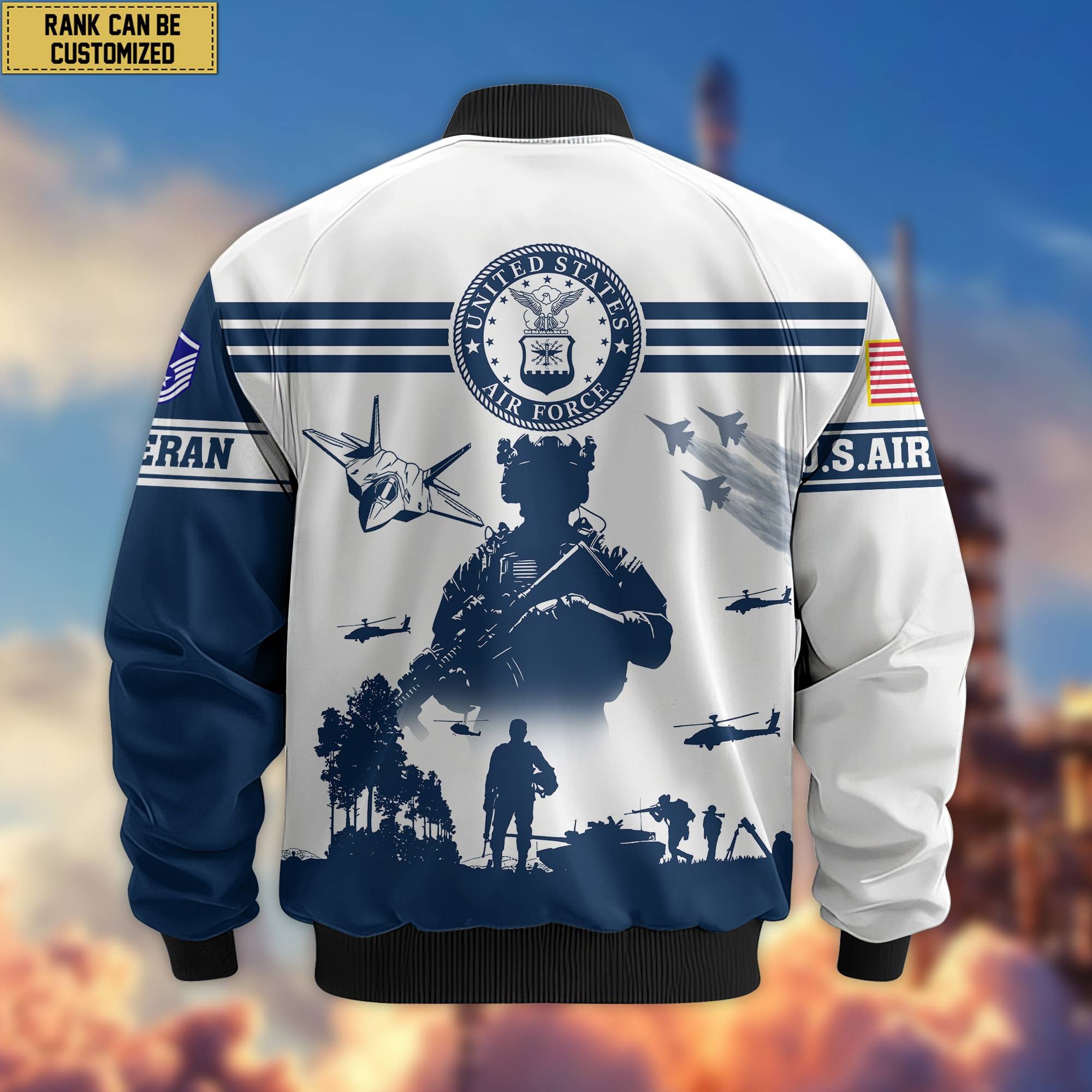 Premium Custom USAF Veteran Bomber Jacket VPVC801912, Jacket For Air Force Veteran, For Father's Day, Armed Force Day, Independence Day, Veterans Day.