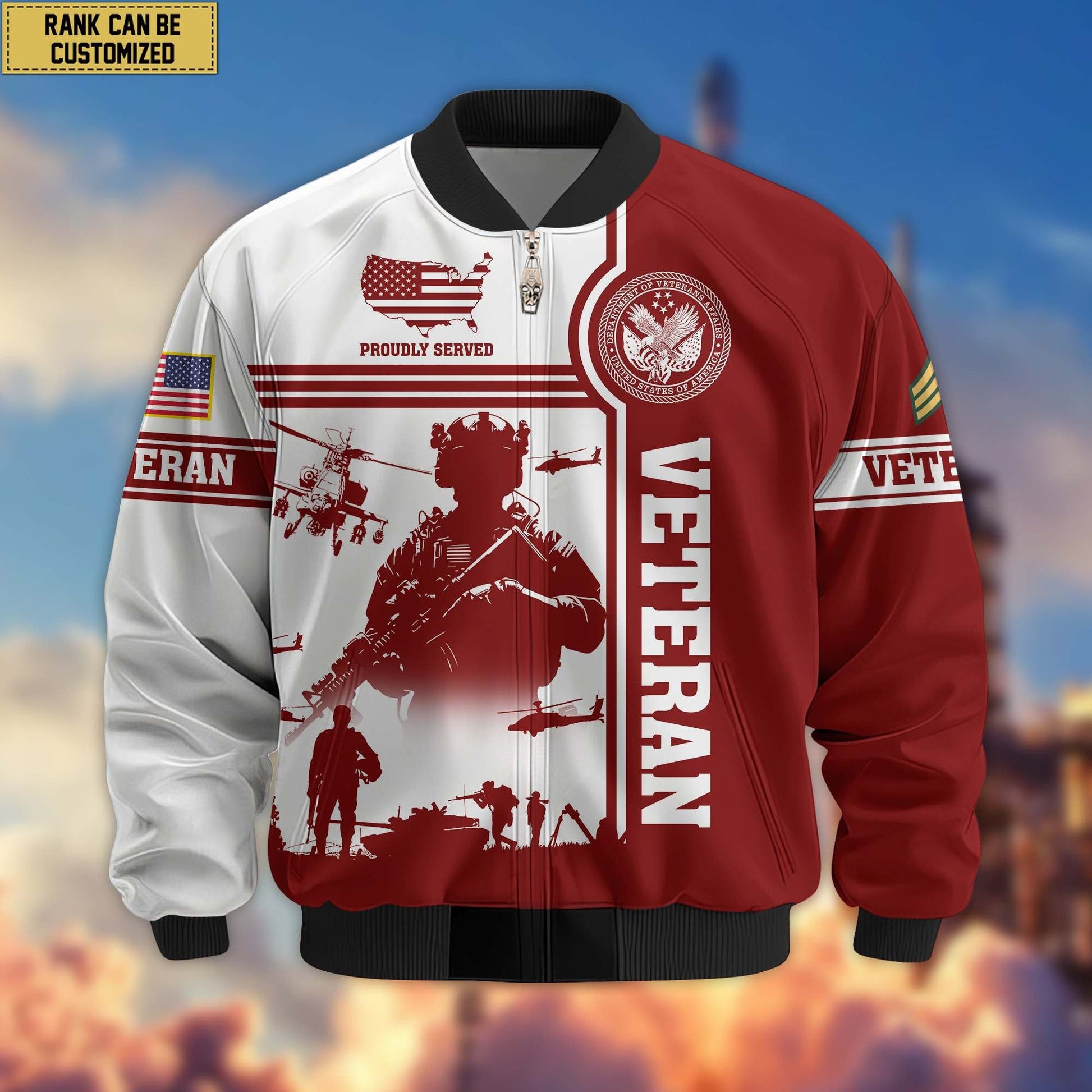 Premium Custom US Veteran Bomber Jacket VPVC801907, Jacket For US Veteran, For Father's Day, Armed Force Day, Independence Day, Veterans Day.