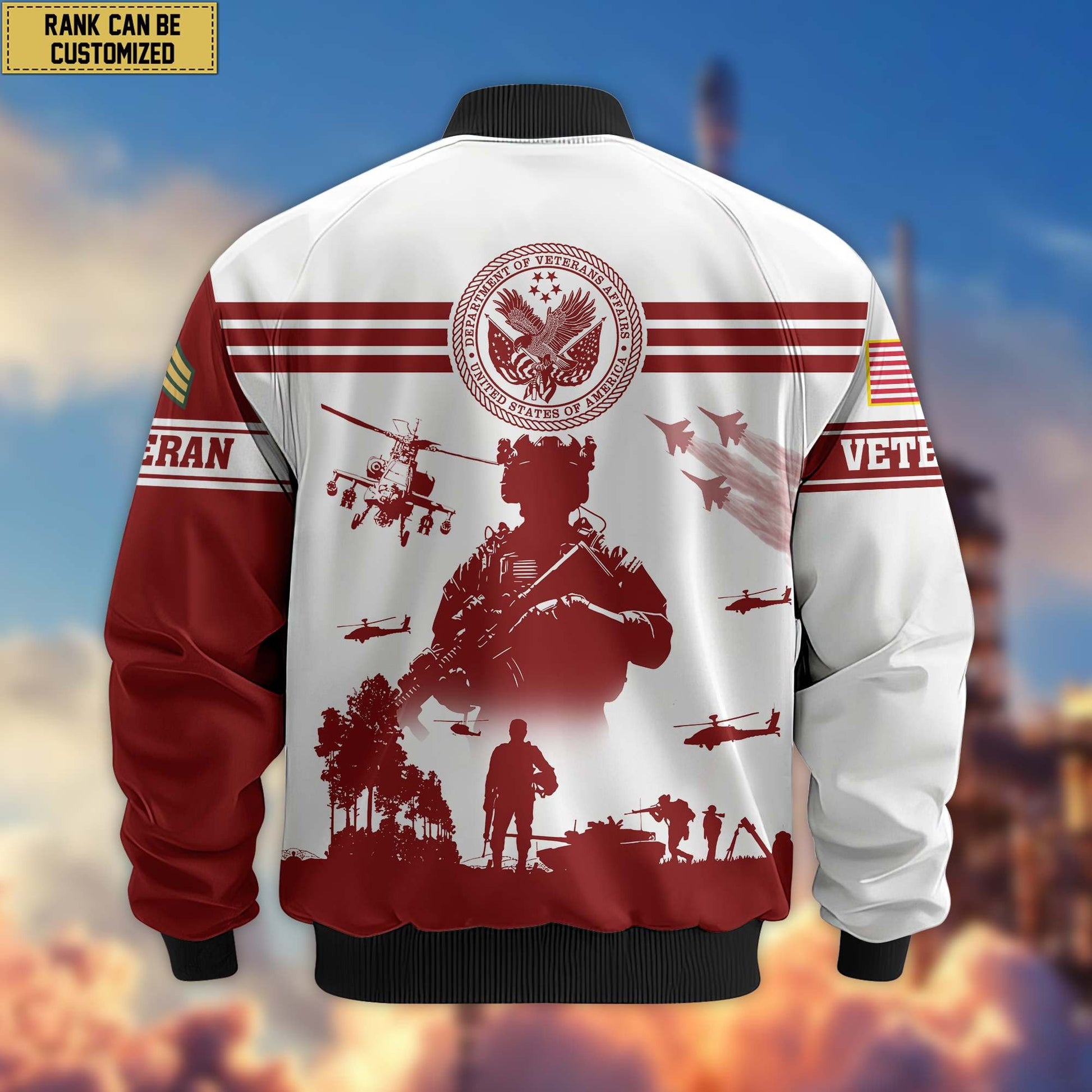 Premium Custom US Veteran Bomber Jacket VPVC801907, Jacket For US Veteran, For Father's Day, Armed Force Day, Independence Day, Veterans Day.
