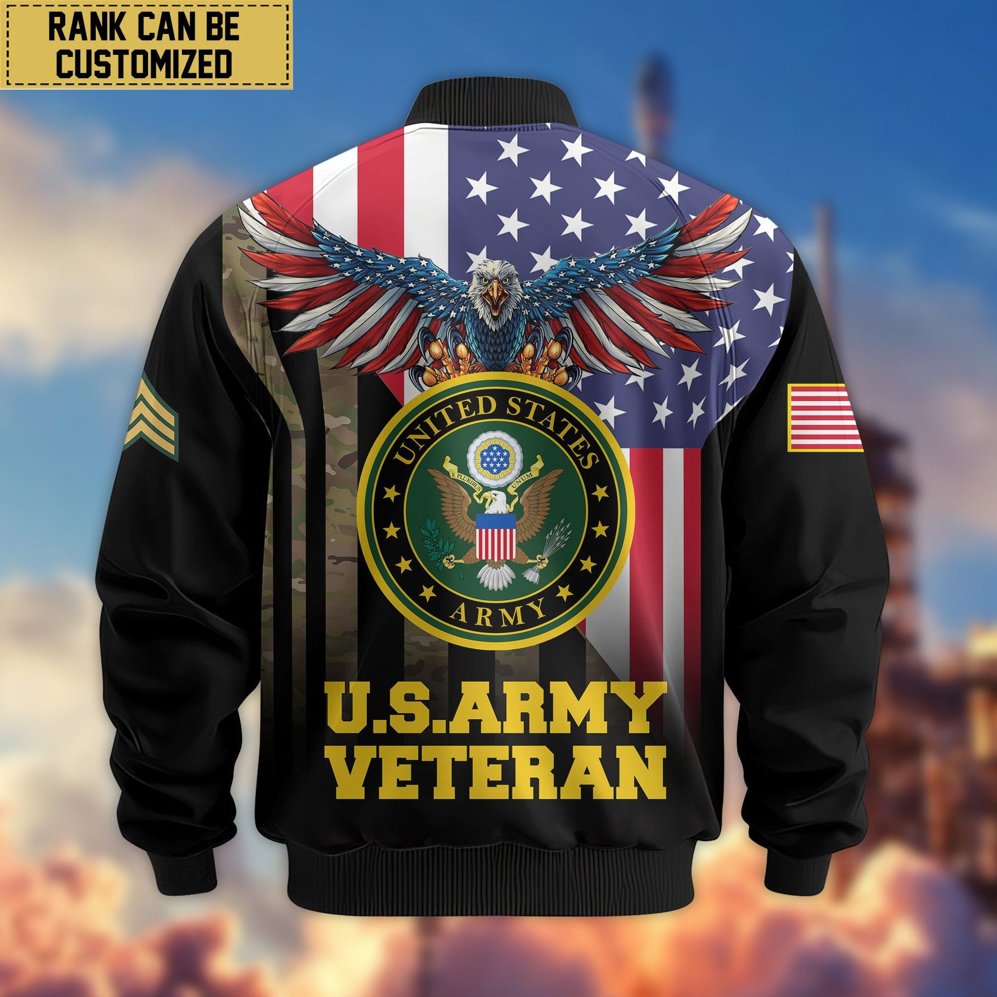 Premium Custom US Army Veteran Bomber Jacket VPVC801701, Jacket For Father's Day, Armed Force Day, Independence Day, Veterans Day.