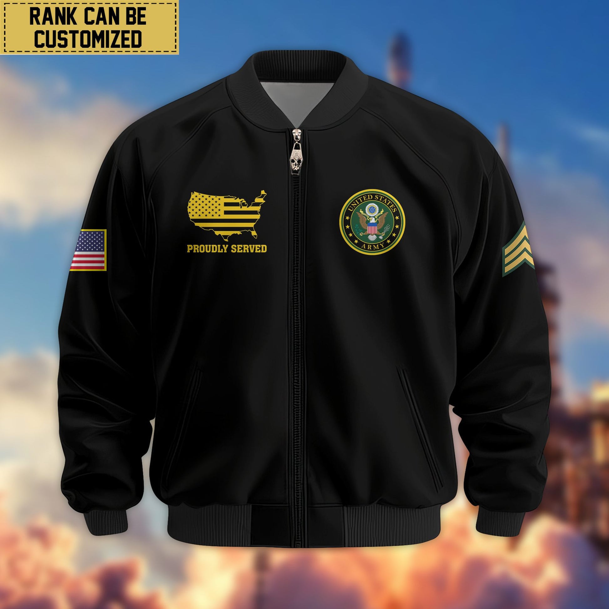 Premium Custom US Army Veteran Bomber Jacket VPVC801710, Jacket For Father's Day, Armed Force Day, Independence Day, Veterans Day.