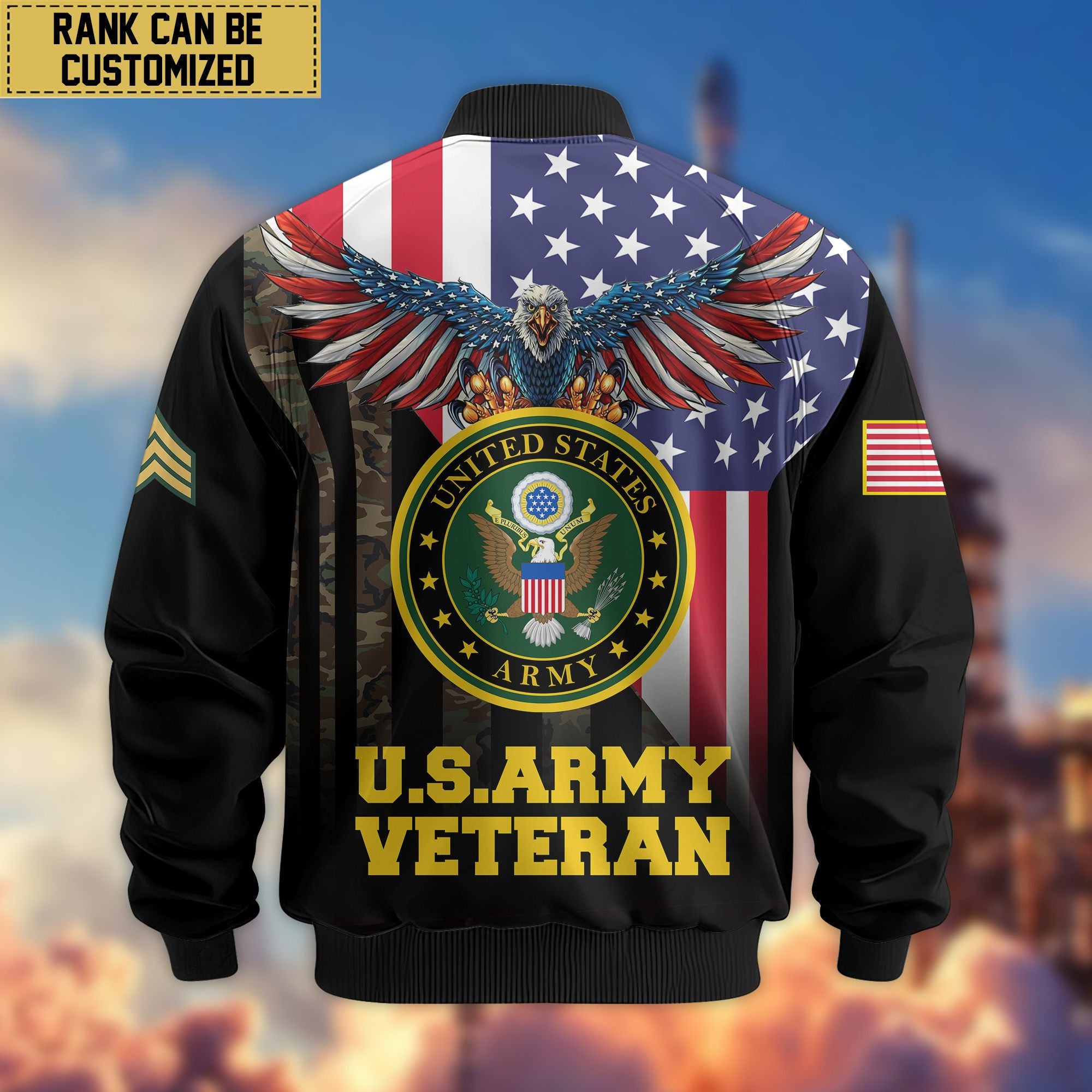 Premium Custom US Army Veteran Bomber Jacket VPVC801710, Jacket For Father's Day, Armed Force Day, Independence Day, Veterans Day.