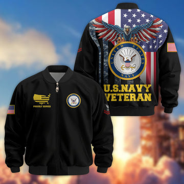 Premium Custom US Navy Veteran Bomber Jacket VPVC801702, Jacket For Navy Veteran, For Father's Day, Armed Force Day, Independence Day, Veterans Day.