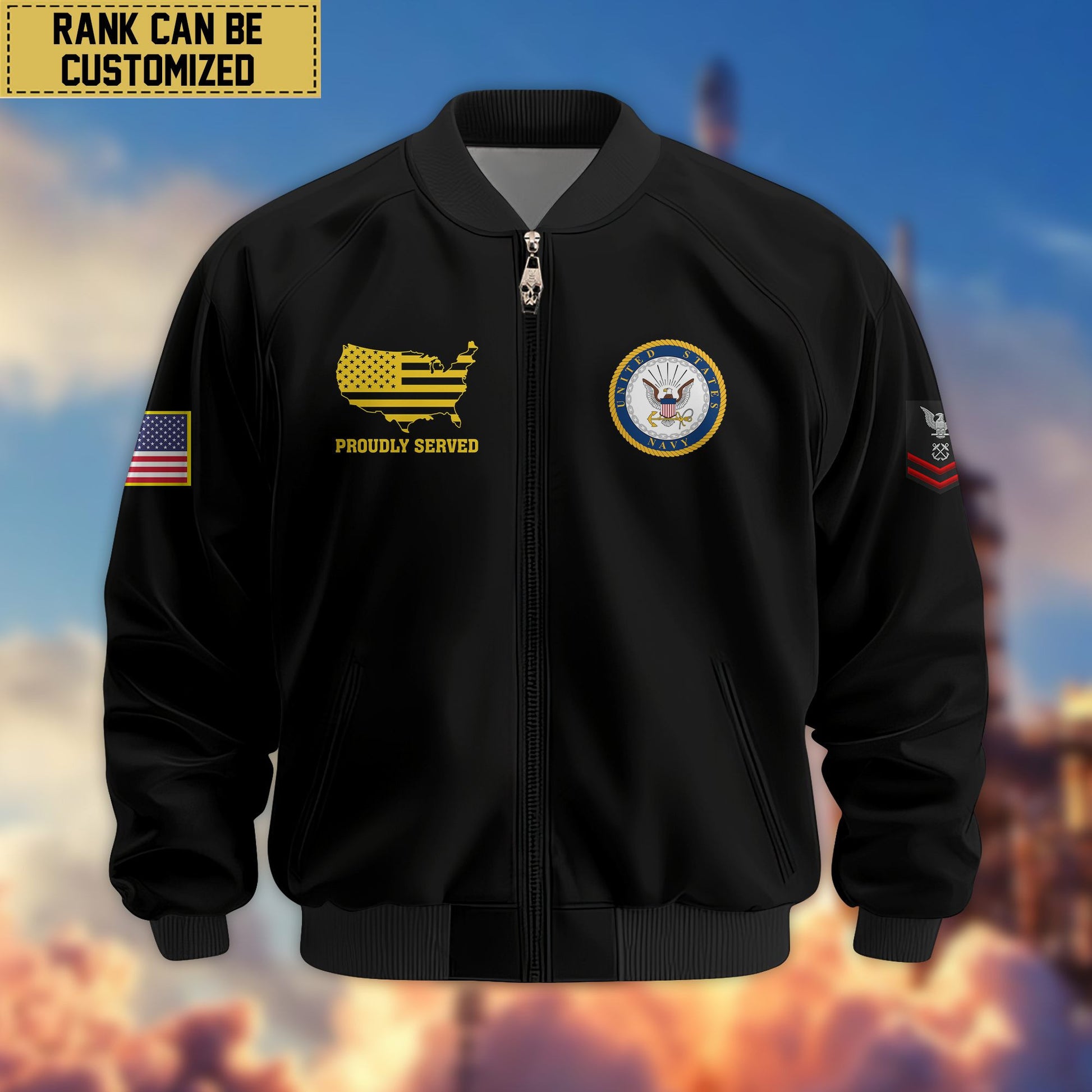 Premium Custom US Navy Veteran Bomber Jacket VPVC801702, Jacket For Navy Veteran, For Father's Day, Armed Force Day, Independence Day, Veterans Day.