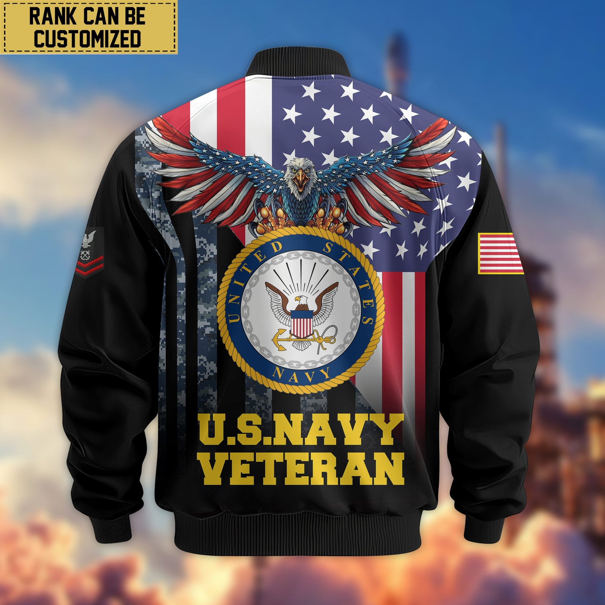Premium Custom US Navy Veteran Bomber Jacket VPVC801702, Jacket For Navy Veteran, For Father's Day, Armed Force Day, Independence Day, Veterans Day.