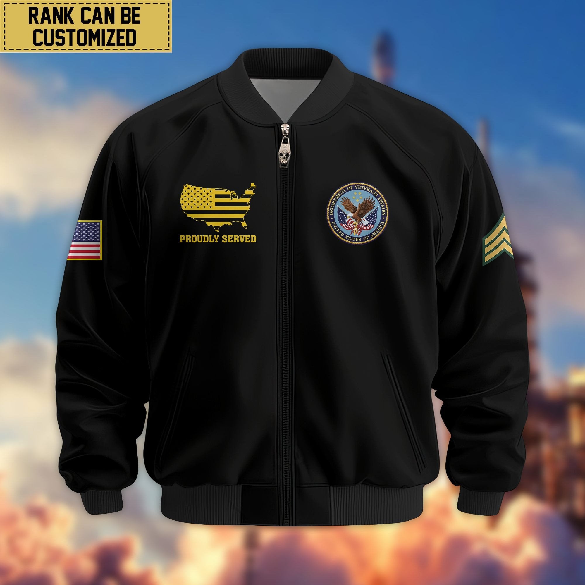 Premium Custom US Veteran Bomber Jacket VPVC801707, Jacket For US Veteran, For Father's Day, Armed Force Day, Independence Day, Veterans Day.