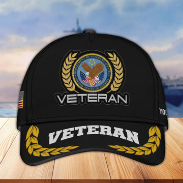 Premium Custom Name, Rank, US Veteran Embroidered Cap VPVC302007, Hat for US Veteran, Gifts for Father's Day, Veterans Day