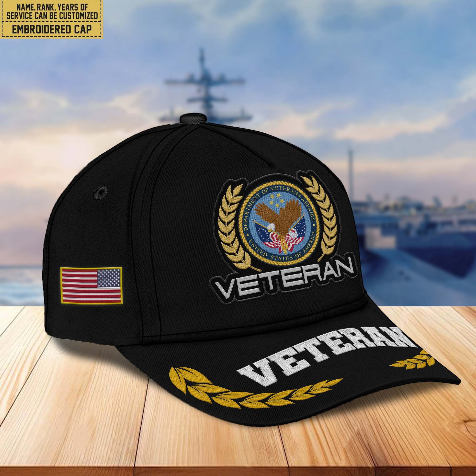 Premium Custom Name, Rank, US Veteran Embroidered Cap VPVC302007, Hat for US Veteran, Gifts for Father's Day, Veterans Day
