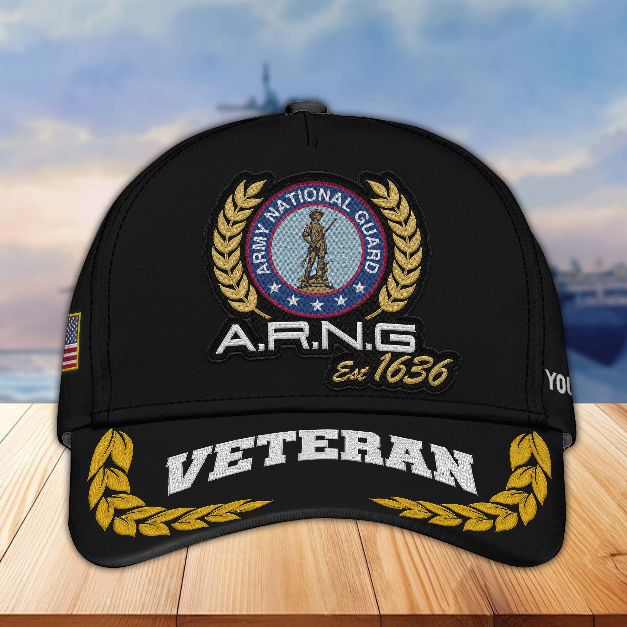 Premium Custom Name, Rank, Army National Guard Veteran Embroidered Cap VPVC302008, Hat for US Veteran, Gifts for Father's Day, Veterans Day