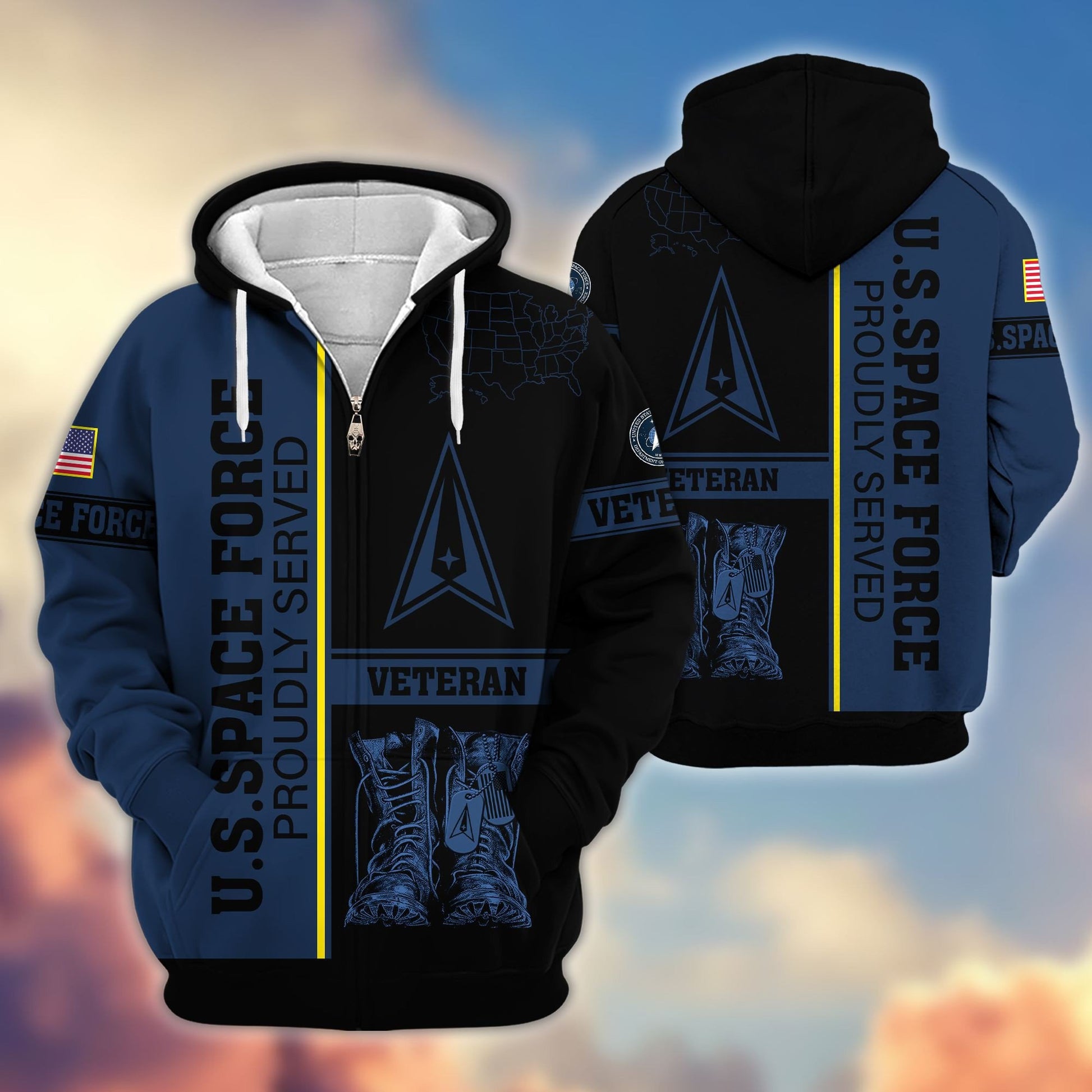 Premium US Veterans Zip Hoodie BPHN080111, Gifts For US Veterans Gifts On Father's Day, Armed Force Day, Independence Day, Veterans Day.