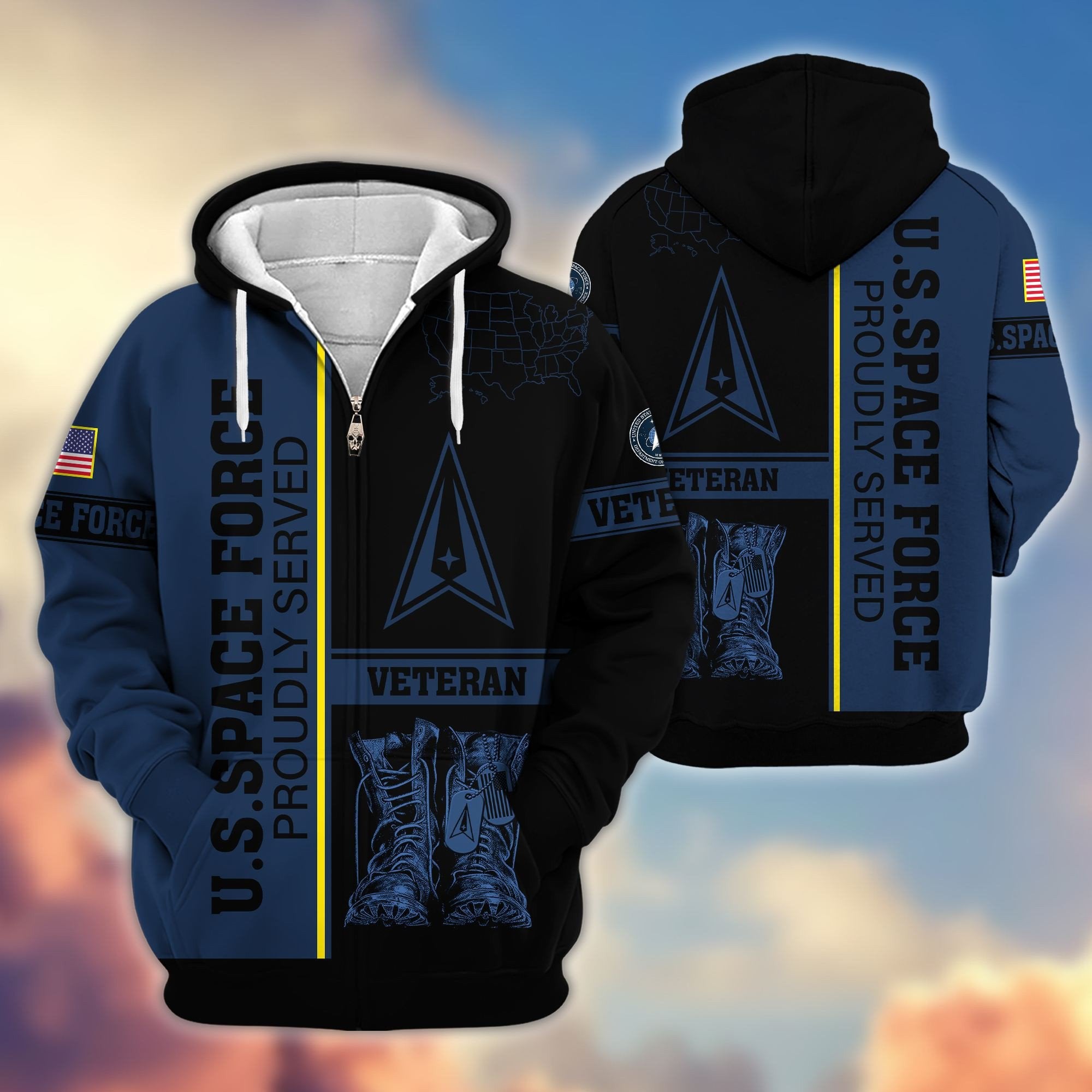 Premium US Veterans Zip Hoodie BPHN080111, Gifts For US Veterans Gifts On Father's Day, Armed Force Day, Independence Day, Veterans Day.