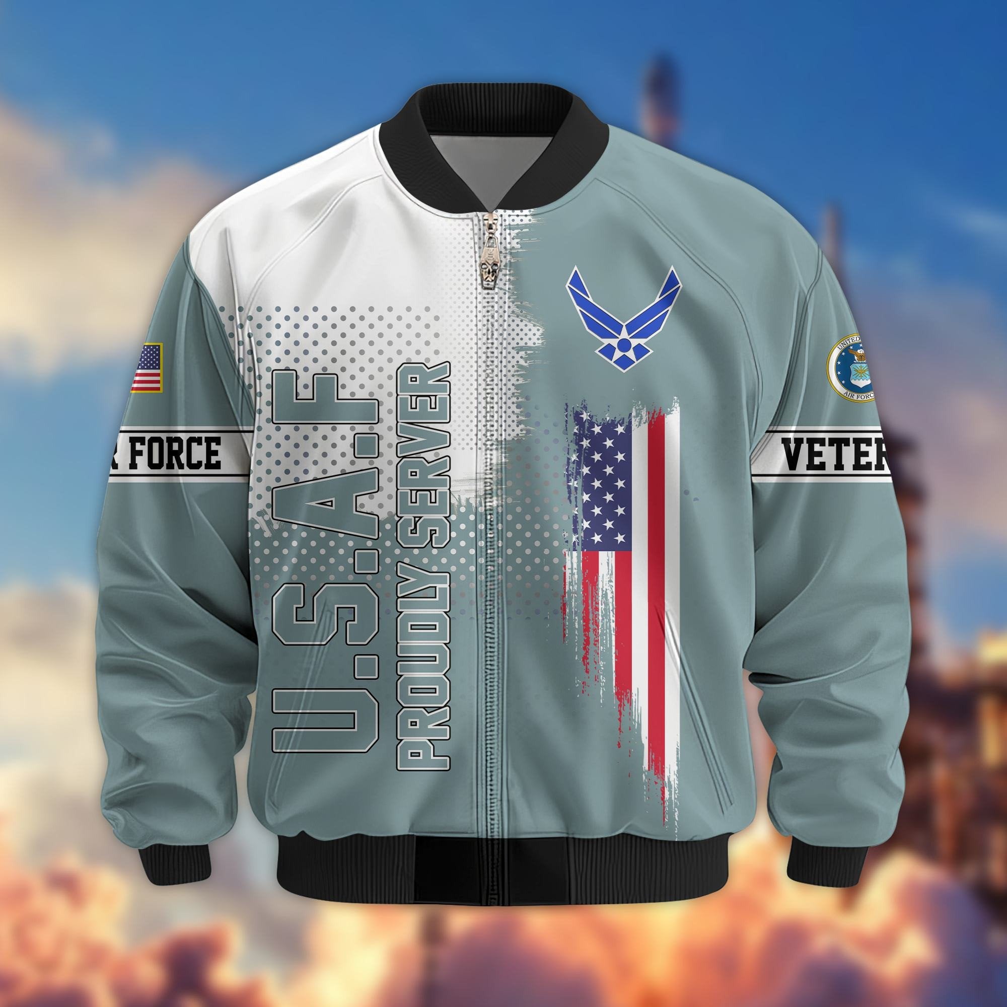 Premium Sons Of America US Veterans Bomber Jacket BPHN060111, Gifts For US Veterans, Gifts For Dad, Gifts On Father's Day, Veterans Day.