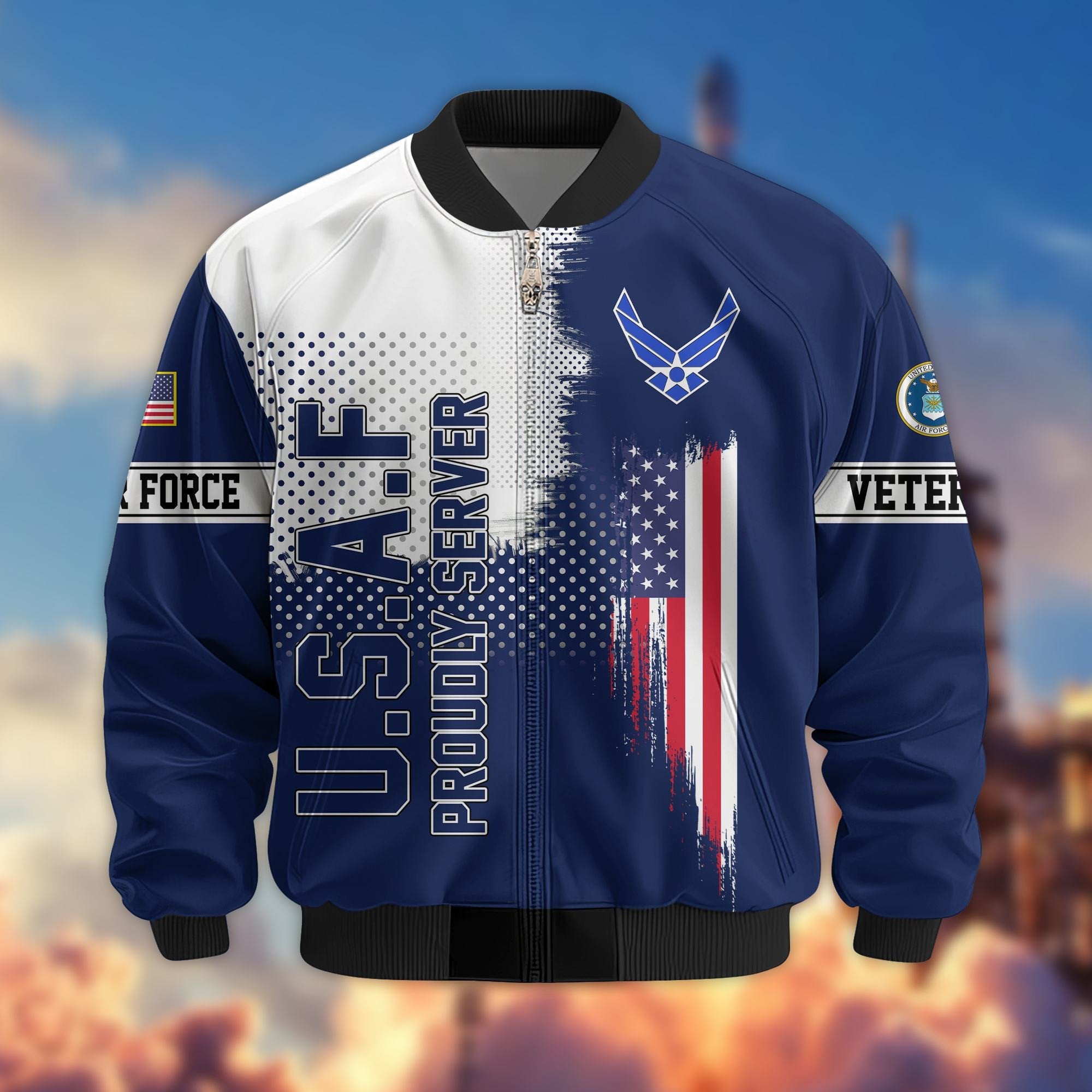 Premium Sons Of America US Veterans Bomber Jacket BPHN060111, Gifts For US Veterans, Gifts For Dad, Gifts On Father's Day, Veterans Day.