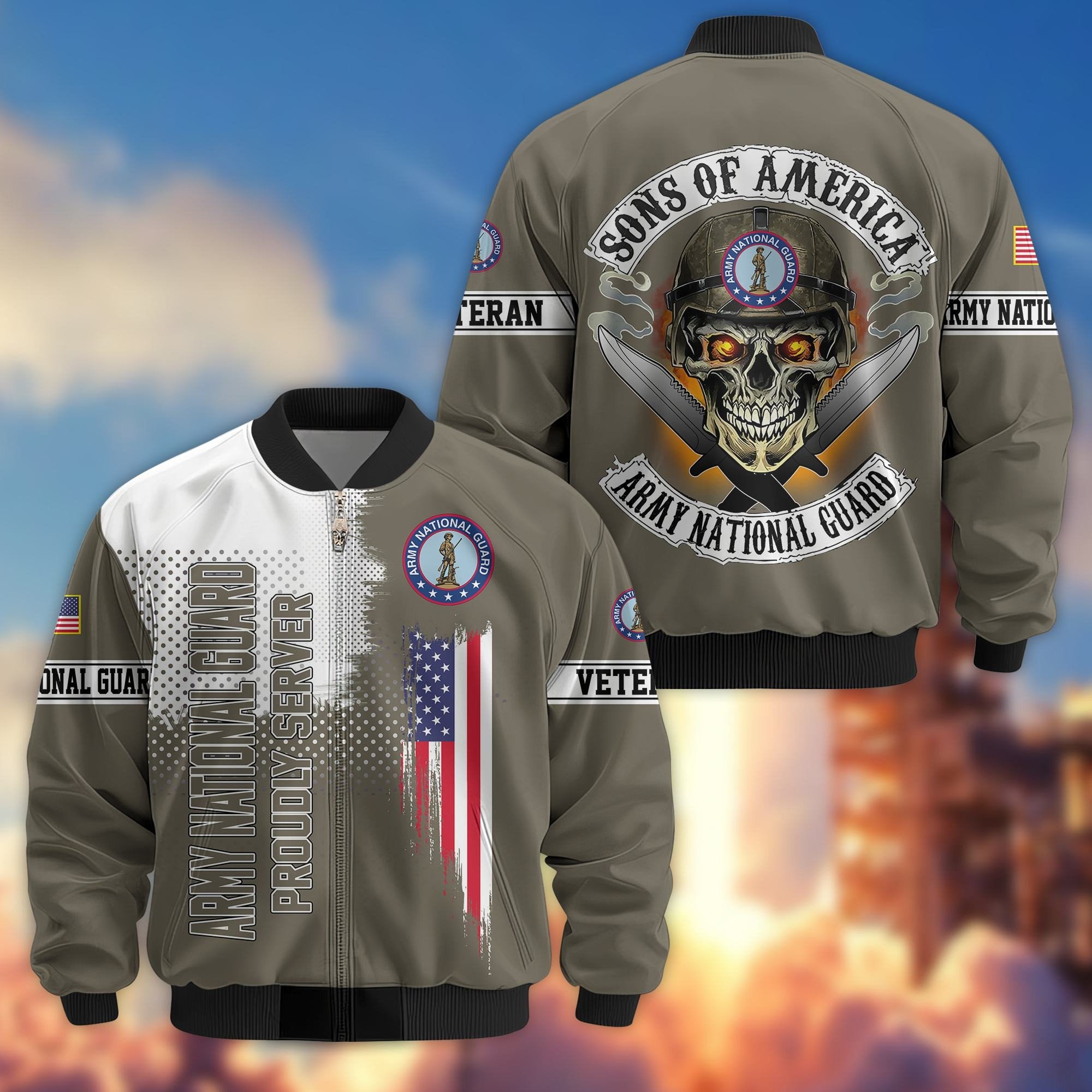 Premium Sons Of America US Veterans Bomber Jacket BPHN060111, Gifts For US Veterans, Gifts For Dad, Gifts On Father's Day, Veterans Day.