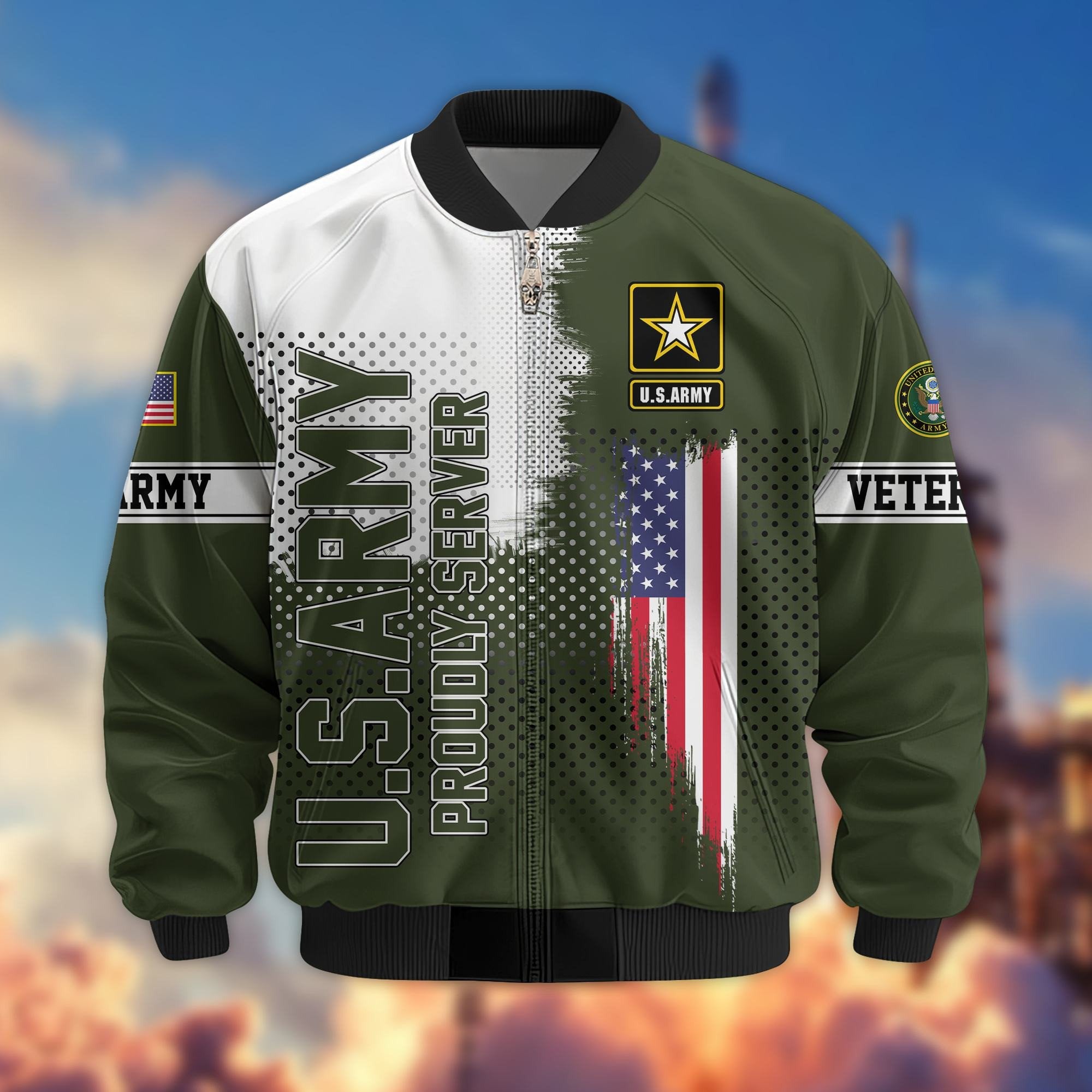 Premium Sons Of America US Veterans Bomber Jacket BPHN060111, Gifts For US Veterans, Gifts For Dad, Gifts On Father's Day, Veterans Day.