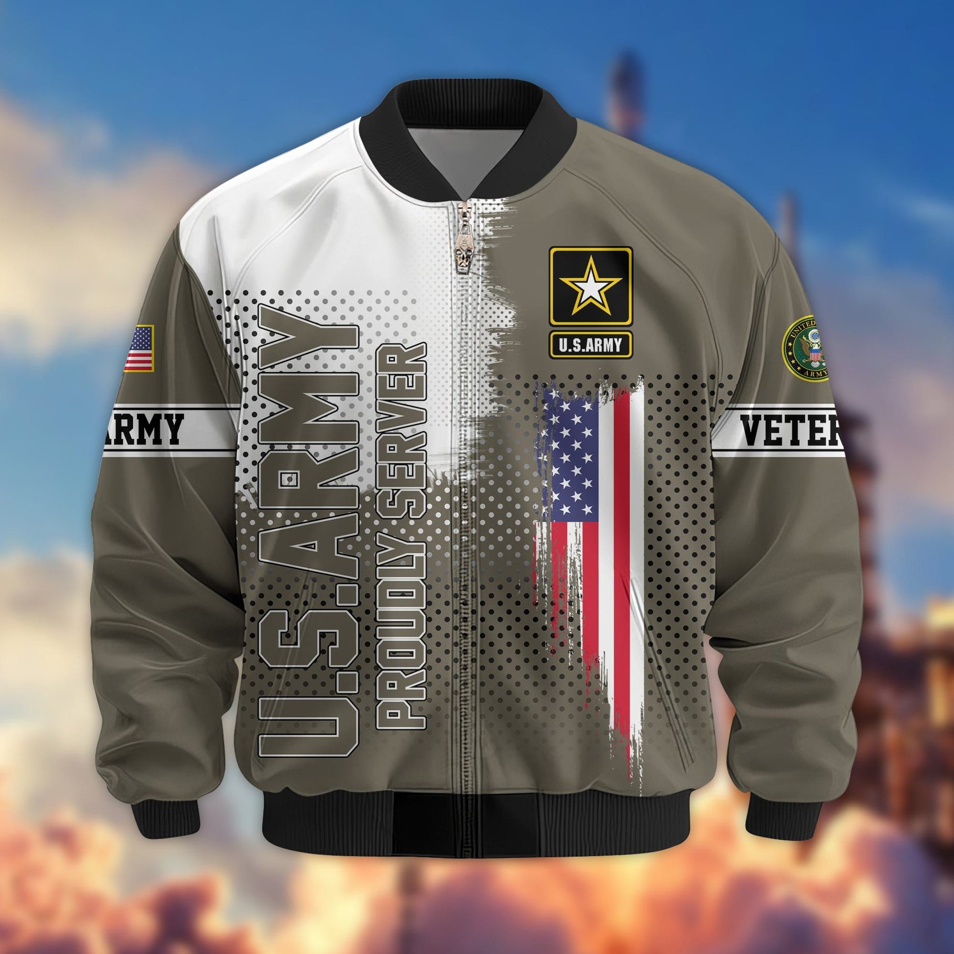 Premium Sons Of America US Veterans Bomber Jacket BPHN060111, Gifts For US Veterans, Gifts For Dad, Gifts On Father's Day, Veterans Day.