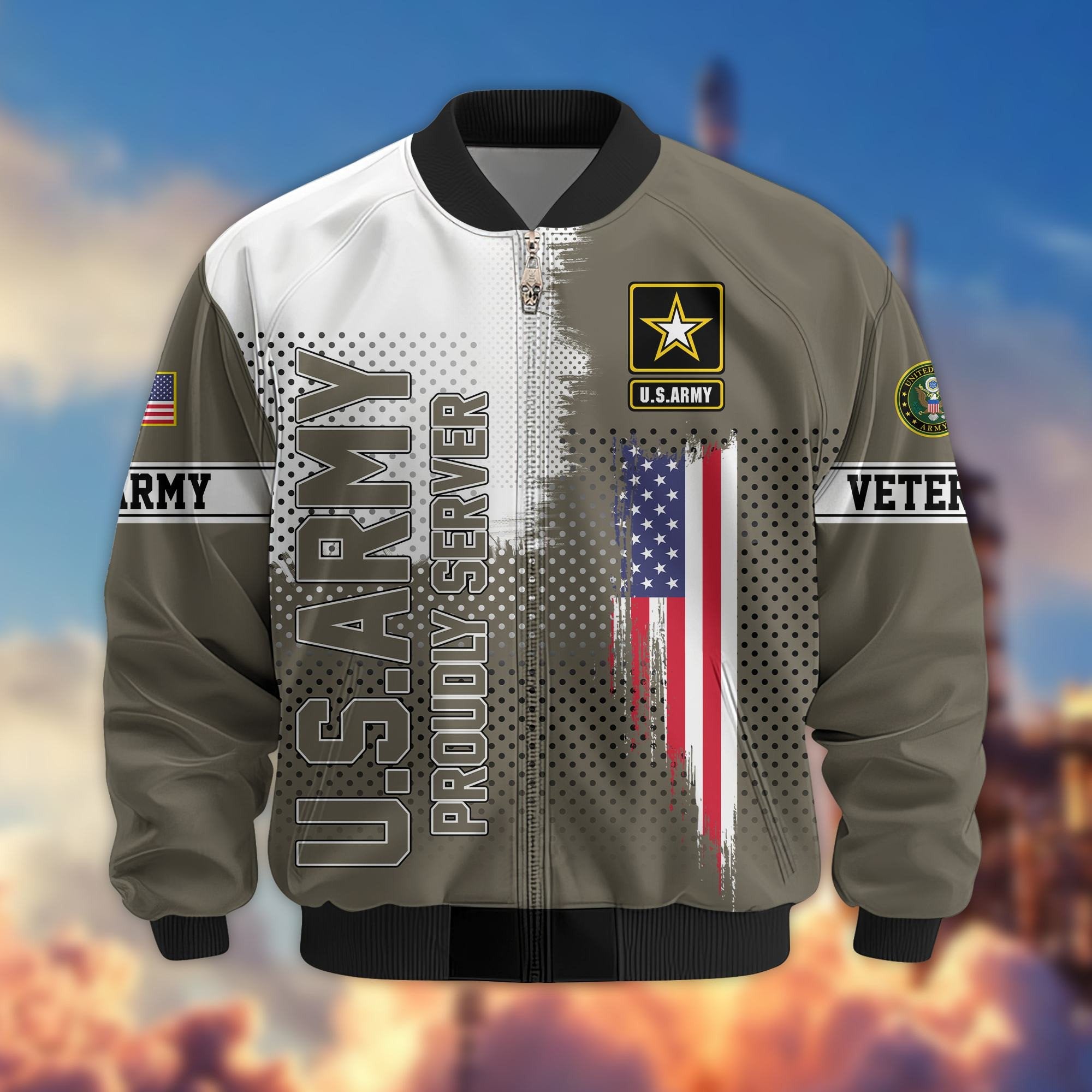 Premium Sons Of America US Veterans Bomber Jacket BPHN060111, Gifts For US Veterans, Gifts For Dad, Gifts On Father's Day, Veterans Day.