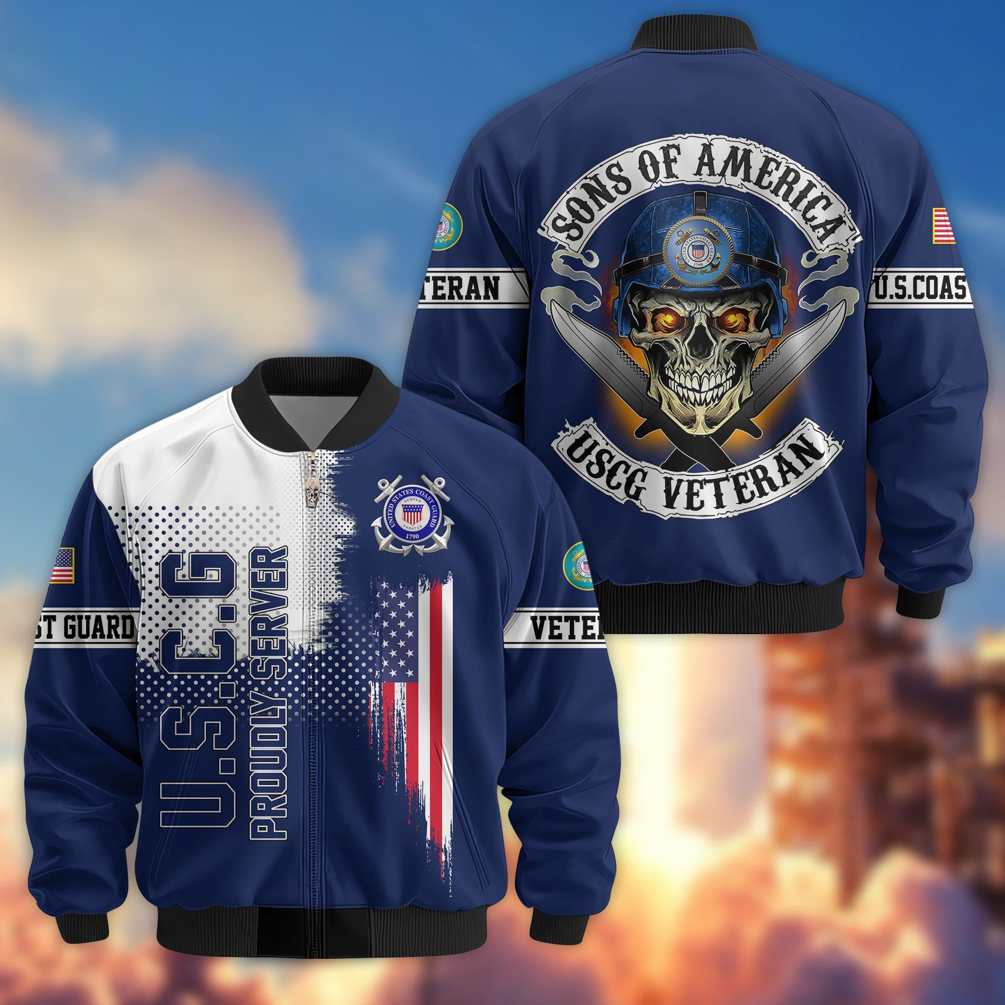 Premium Sons Of America US Veterans Bomber Jacket BPHN060111, Gifts For US Veterans, Gifts For Dad, Gifts On Father's Day, Veterans Day.