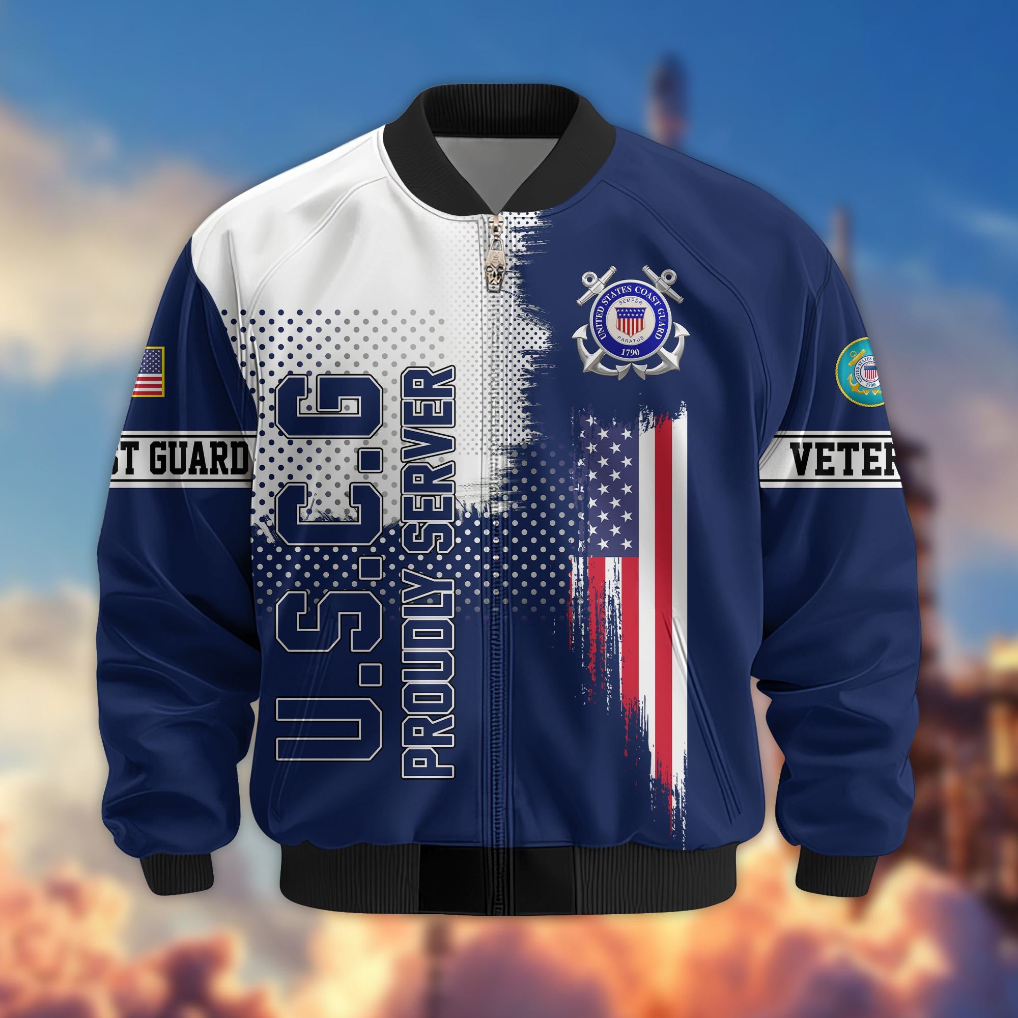 Premium Sons Of America US Veterans Bomber Jacket BPHN060111, Gifts For US Veterans, Gifts For Dad, Gifts On Father's Day, Veterans Day.