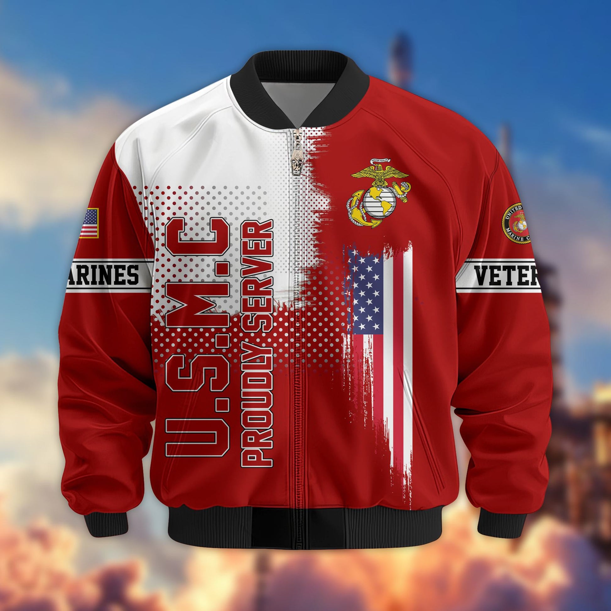 Premium Sons Of America US Veterans Bomber Jacket BPHN060111, Gifts For US Veterans, Gifts For Dad, Gifts On Father's Day, Veterans Day.