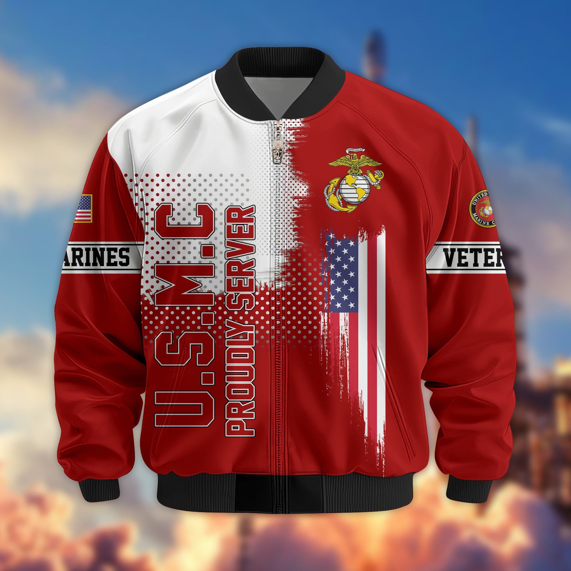 Premium Sons Of America US Veterans Bomber Jacket BPHN060111, Gifts For US Veterans, Gifts For Dad, Gifts On Father's Day, Veterans Day.