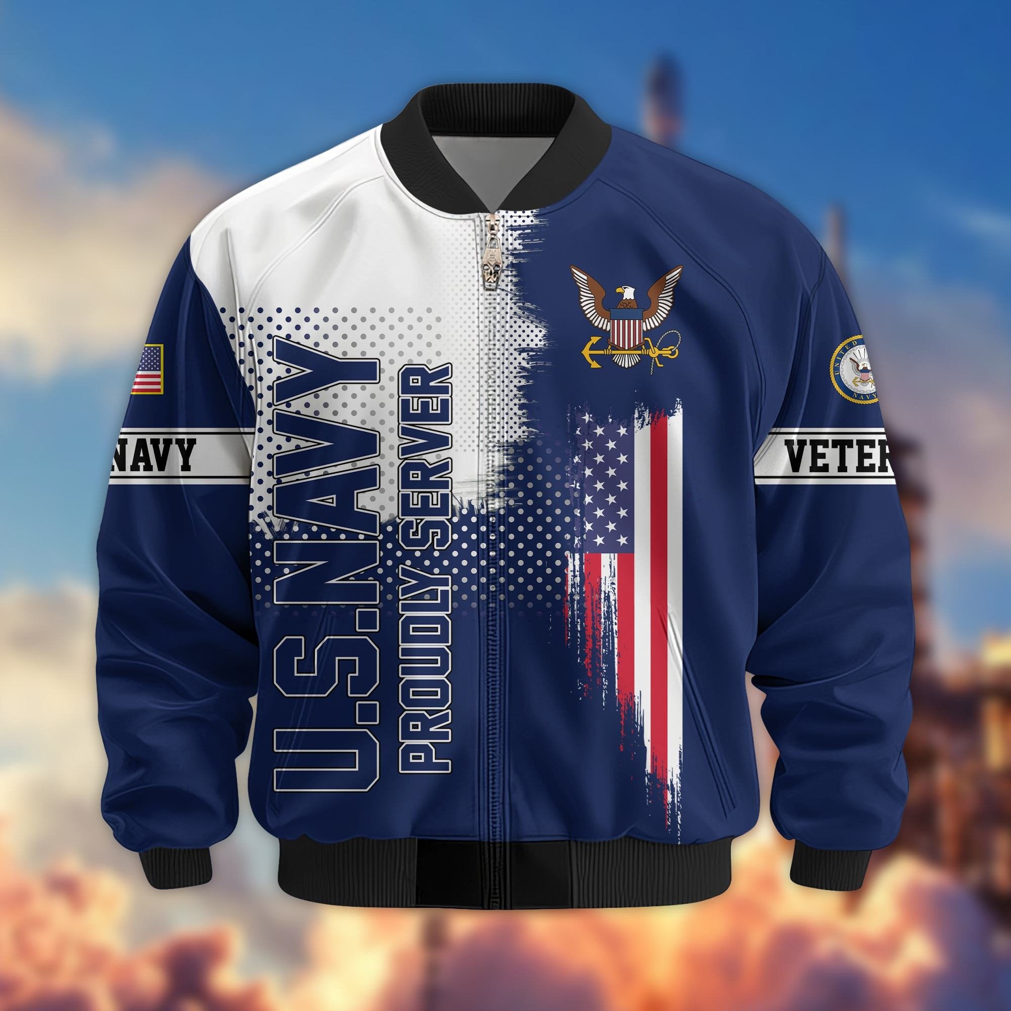 Premium Sons Of America US Veterans Bomber Jacket BPHN060111, Gifts For US Veterans, Gifts For Dad, Gifts On Father's Day, Veterans Day.