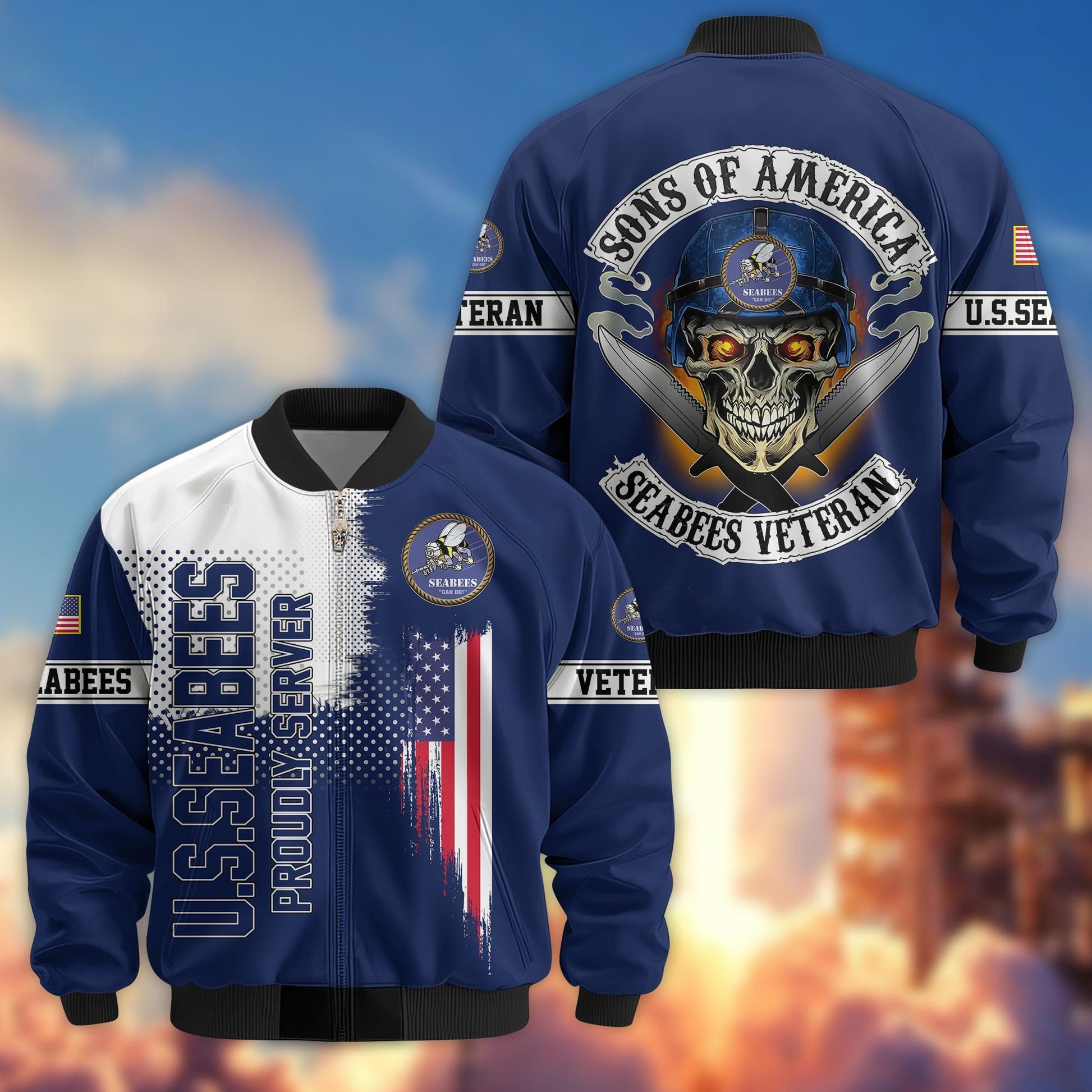 Premium Sons Of America US Veterans Bomber Jacket BPHN060111, Gifts For US Veterans, Gifts For Dad, Gifts On Father's Day, Veterans Day.