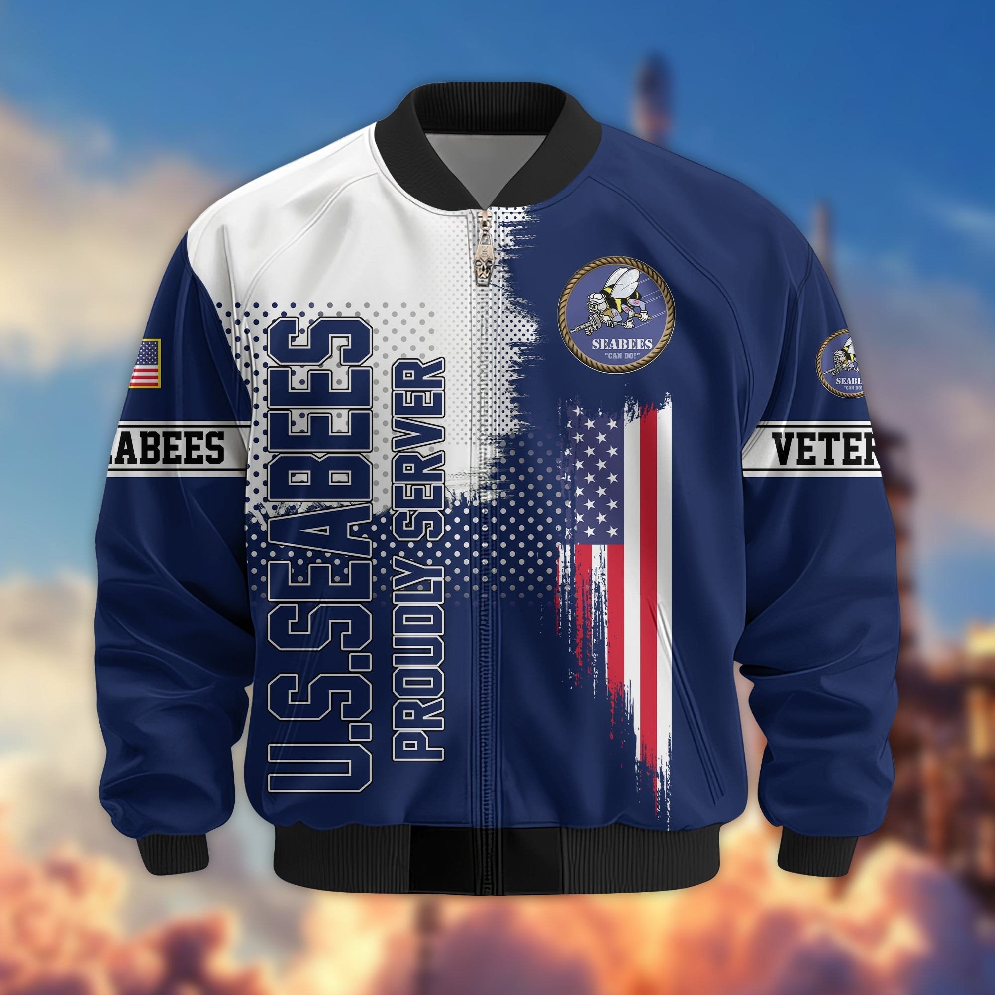Premium Sons Of America US Veterans Bomber Jacket BPHN060111, Gifts For US Veterans, Gifts For Dad, Gifts On Father's Day, Veterans Day.
